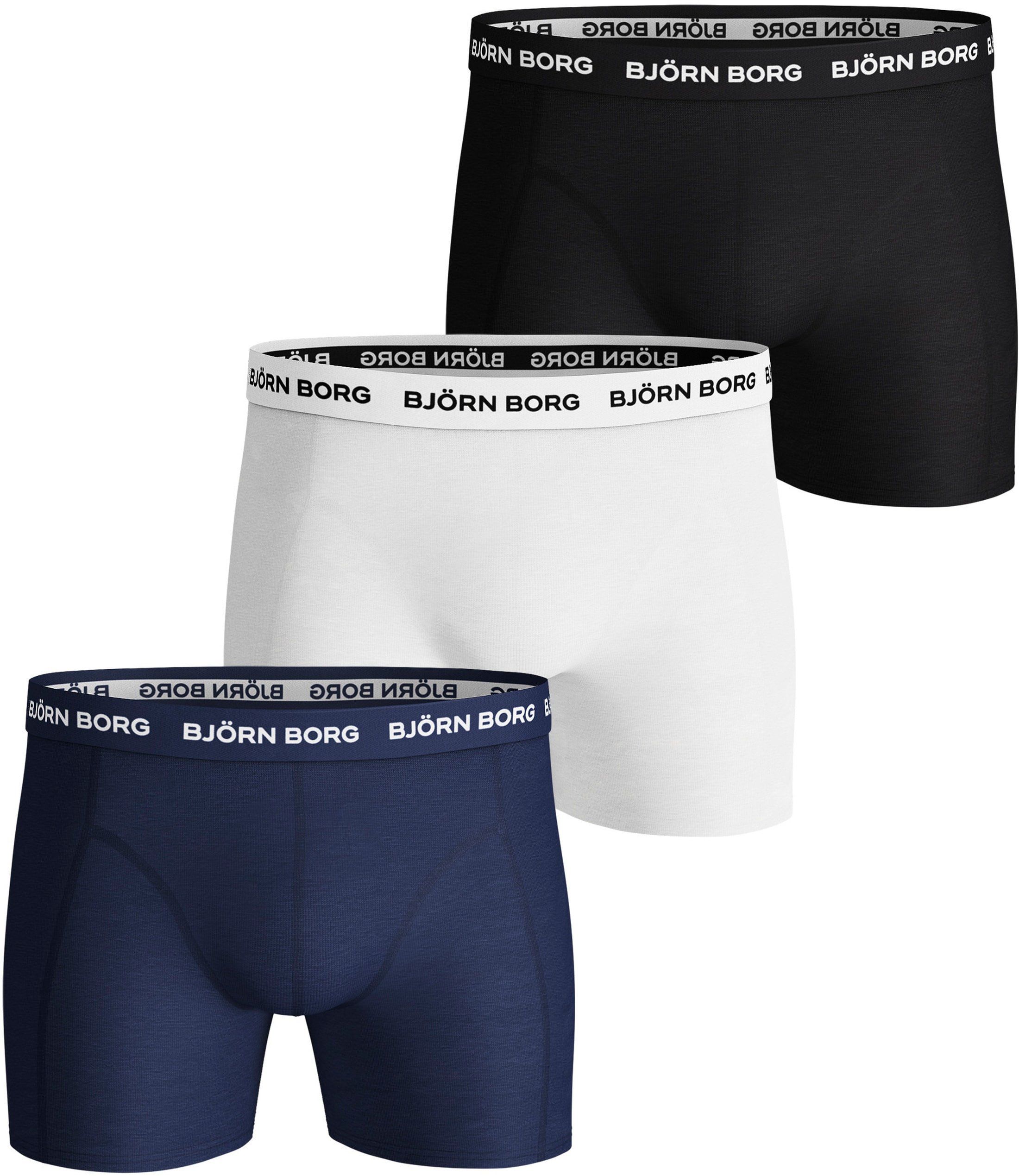 Bjorn Borg Boxer Shorts Solids 3-Pack Dark Blue White Black Blue size S