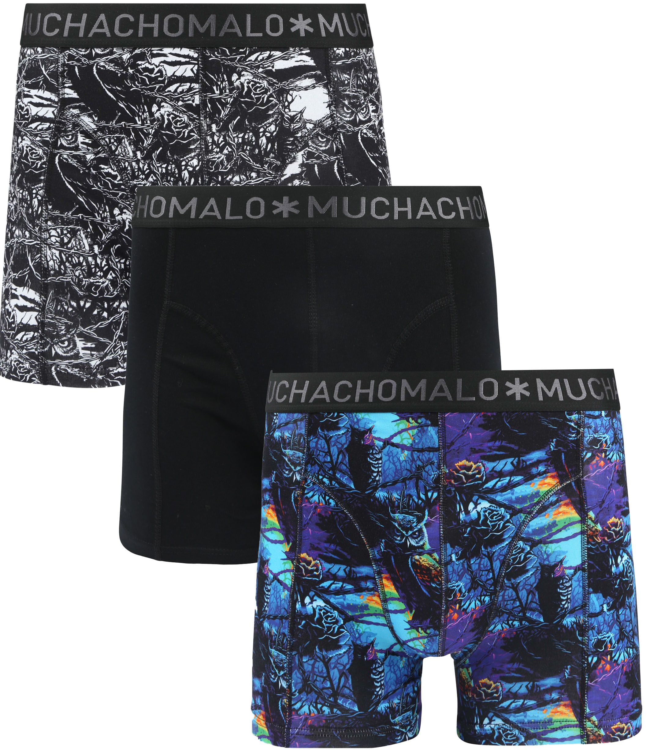 Muchachomalo Boxershorts 3er-Pack Barbwire Owl U-BARBWIREOWL1010-Print/Print/Black kaufen | Suitable