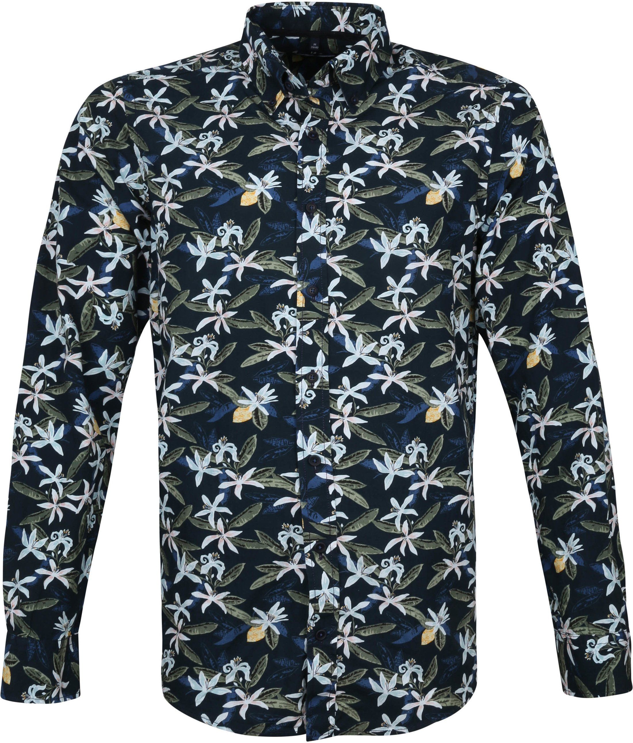 Casa Moda Organic Casual Shirt Flowers Navy Dark Blue size L