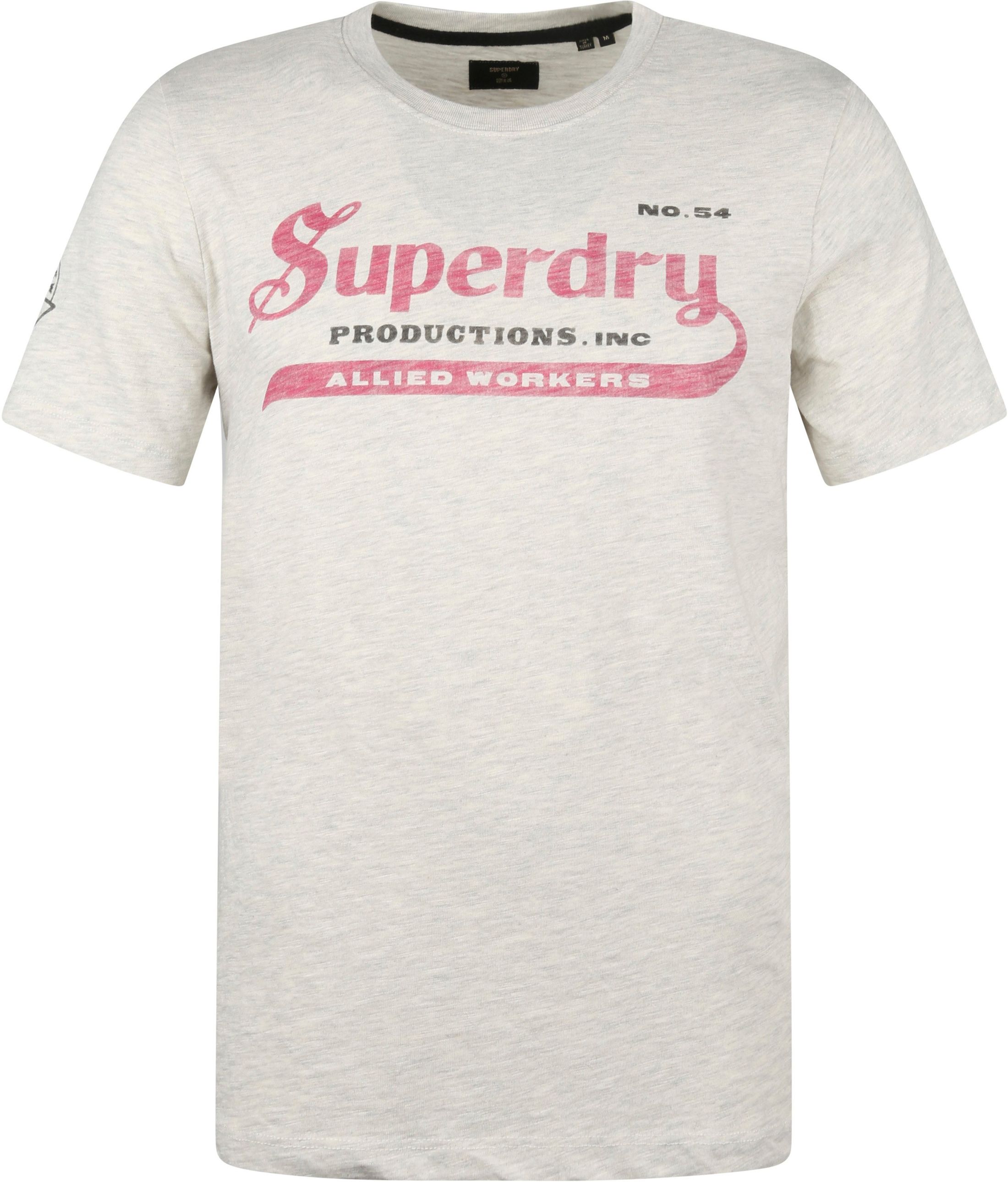 Superdry Classic T Shirt Logo Grey Off-White Ecru size 3XL