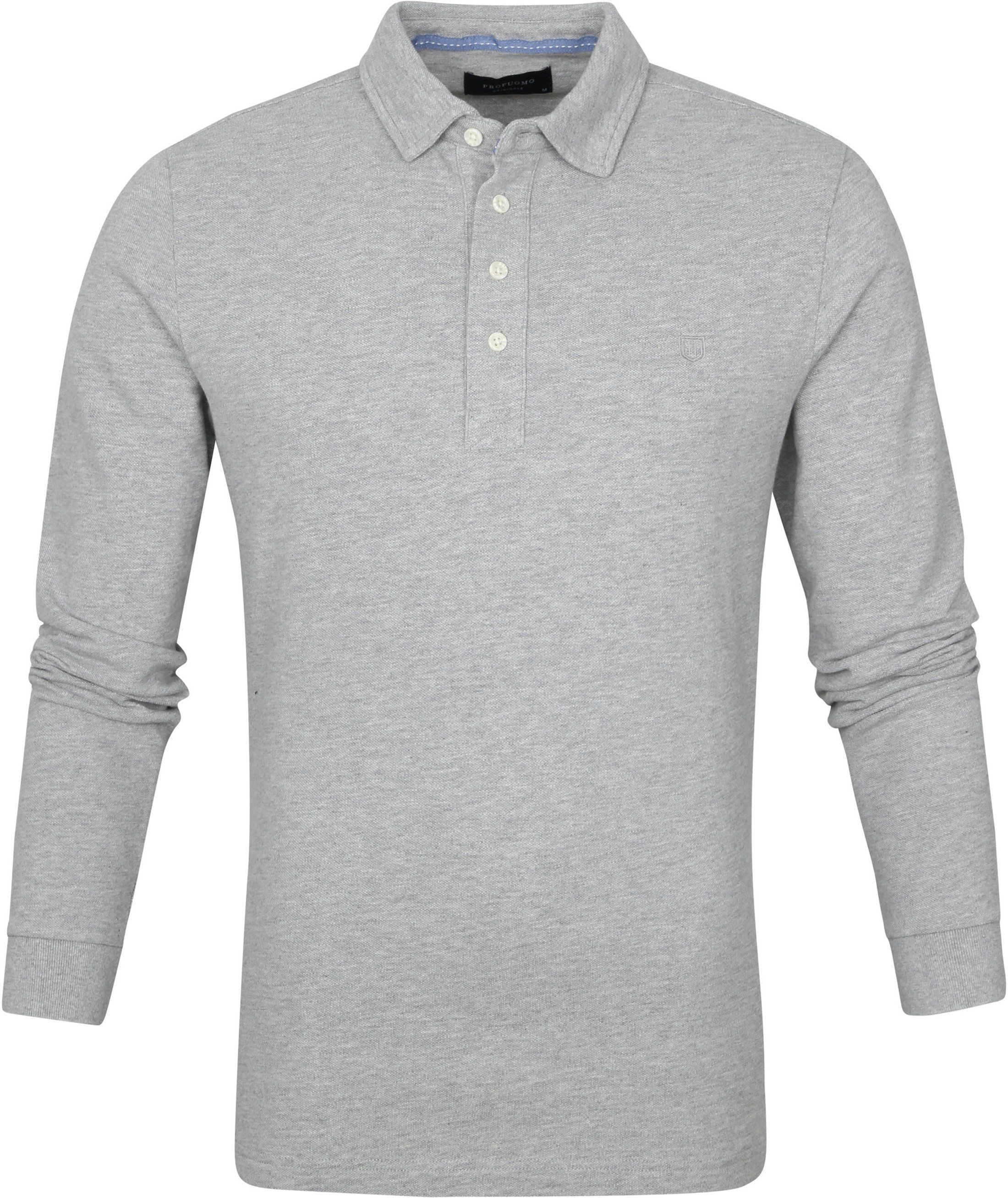 Profuomo Long Sleeve Polo Shirt Light Grey size XXL