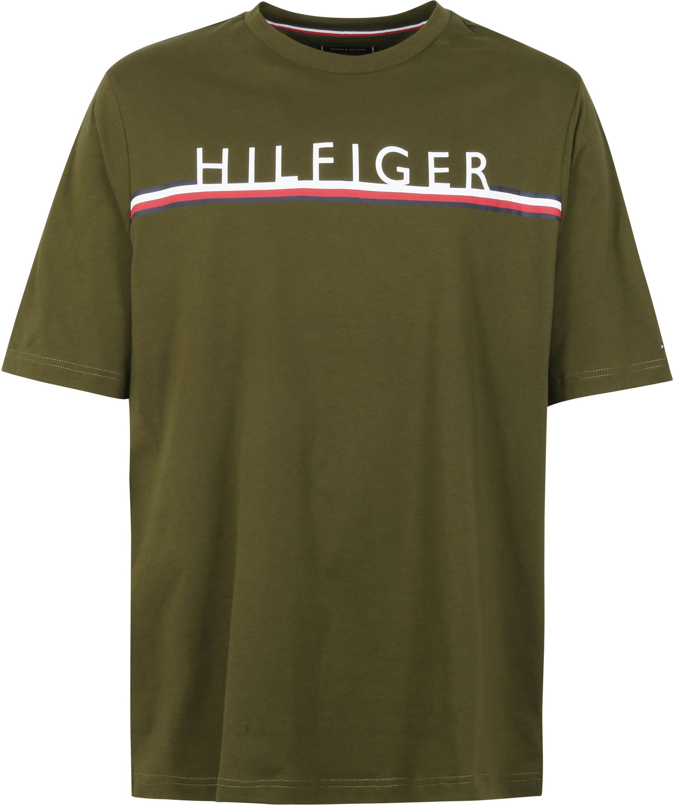 Tommy Hilfiger Big and Tall Lines Logo T-shirt Olivegreen Green Dark Green size 3XL