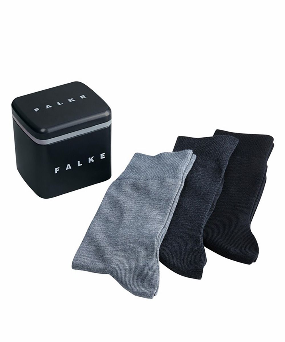 Falke Happy Socks 3 Pair Gray Black Grey Multicolour size 43-46