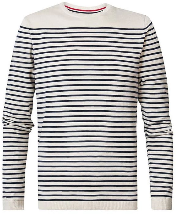 Petrol Sweater Striped Dark Blue Off-White White size L