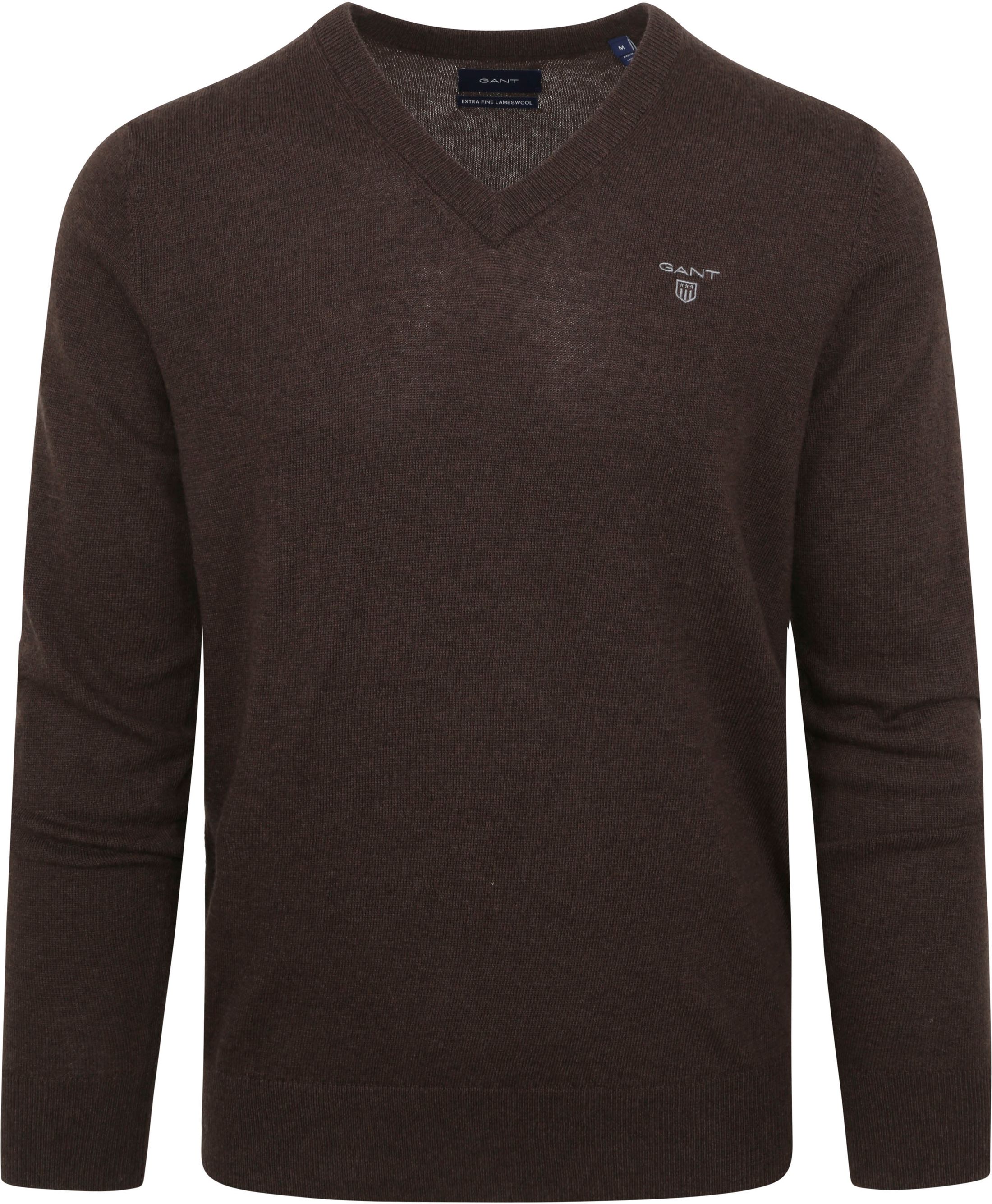 Gant Sweater Lambswool V-Neck Brown size 3XL