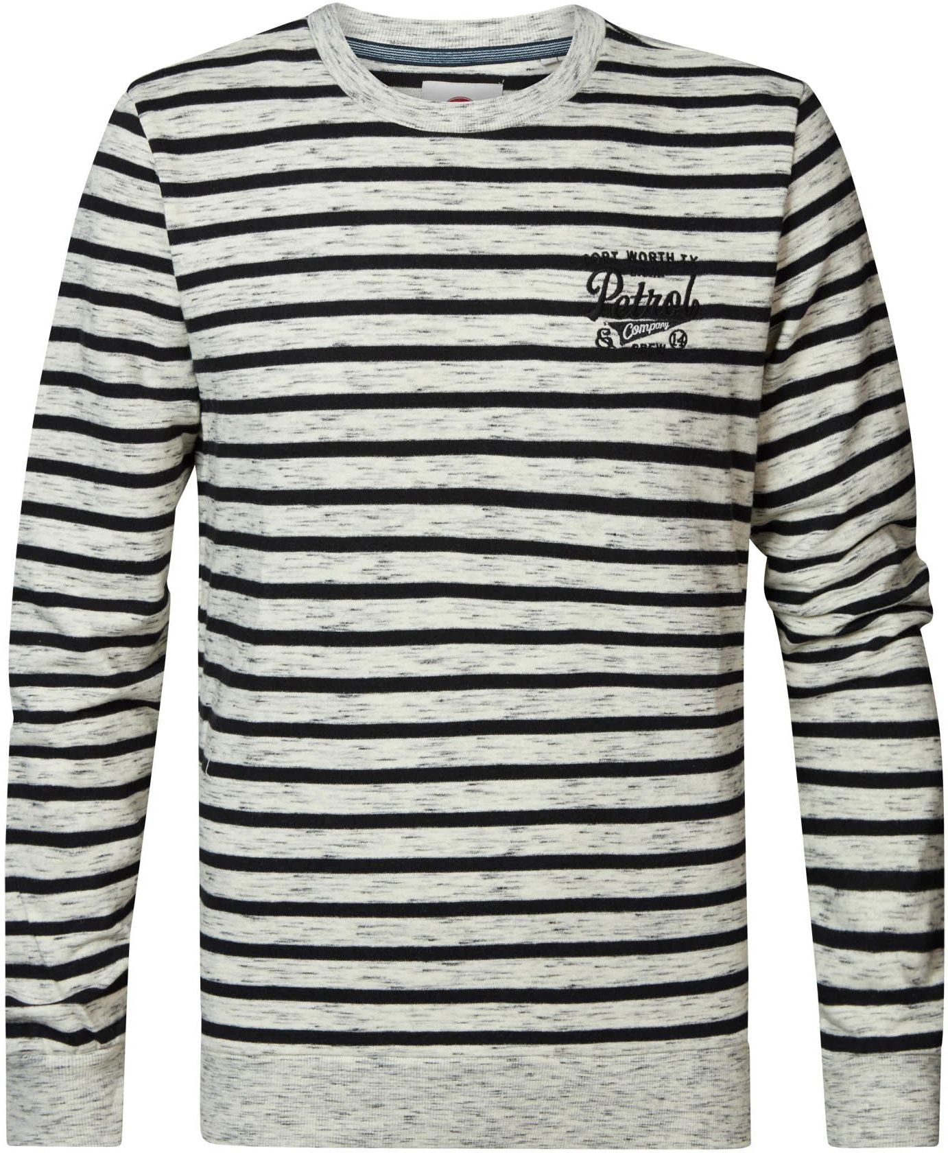 Petrol Sweater Striped Off White Melange Off-White Grey size L