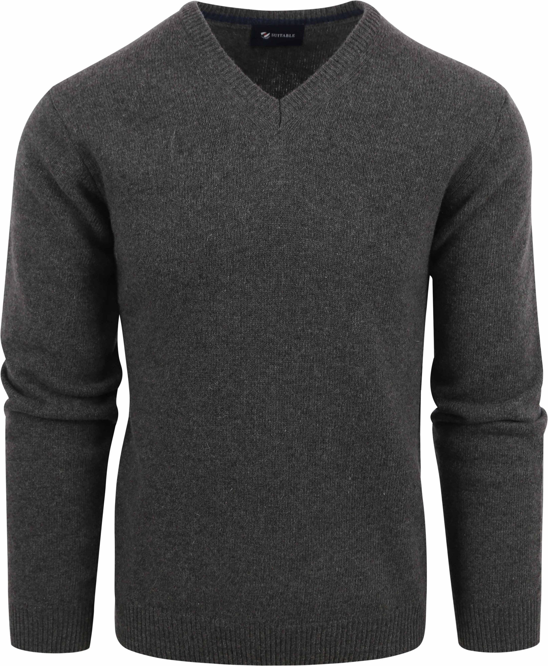 Suitable Lambswool Pullover V-Neck Dark Grey LMBS-V-24 kl 64101 mid grey order online | Suitable