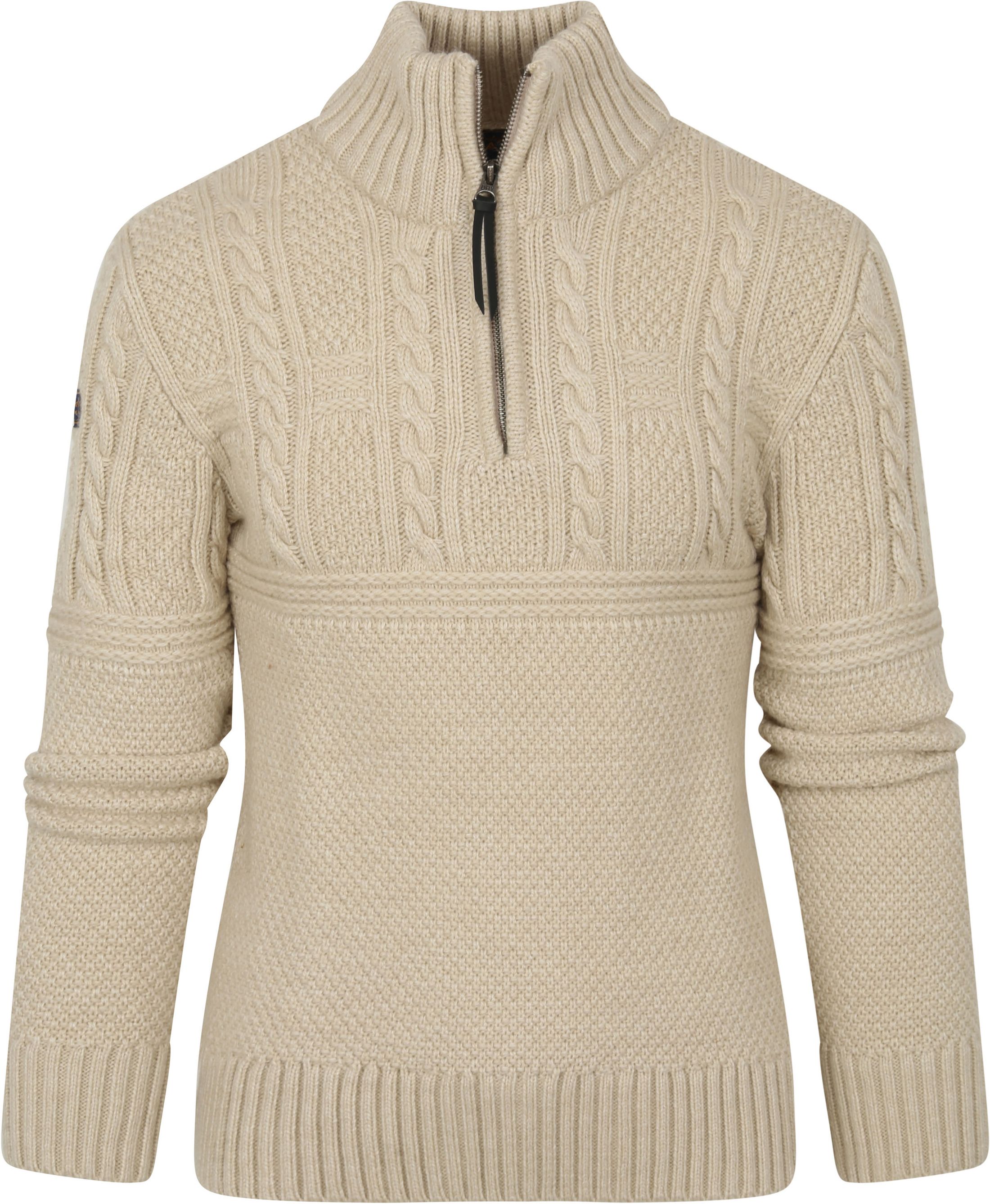 Superdry Zip Sweater Wool Ecru Beige Off-White size L