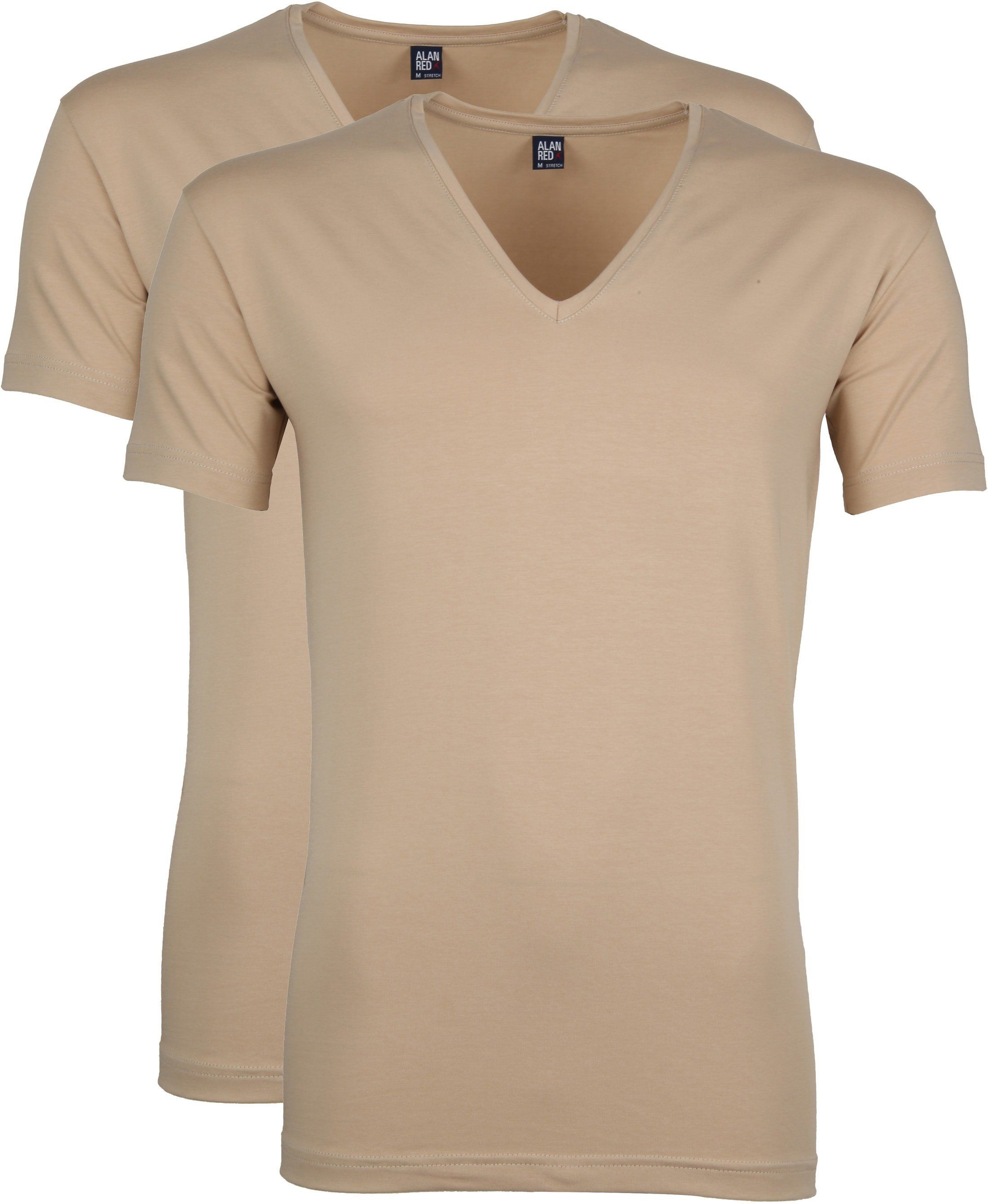 Alan Red T-Shirt V-Neck Stretch 2-Pack Beige size L