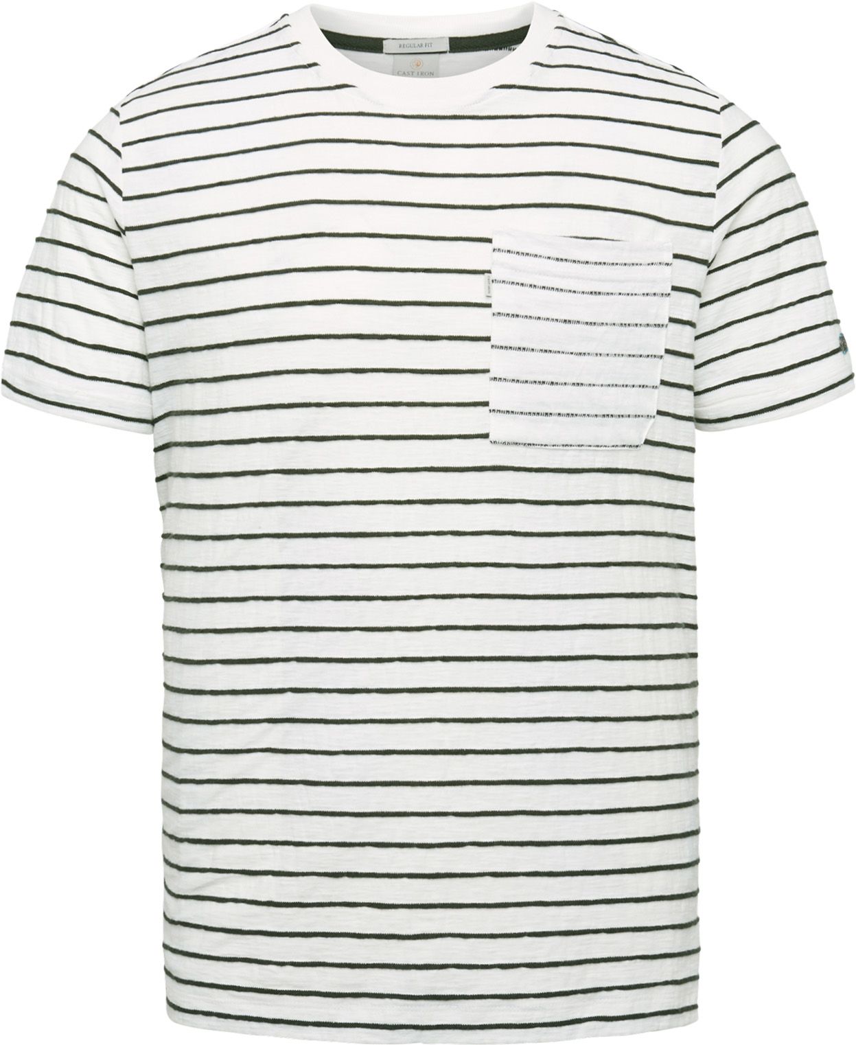 Cast Iron T Shirt Stripes Chest Pocket White CTSS2303566-7002 order online | Suitable
