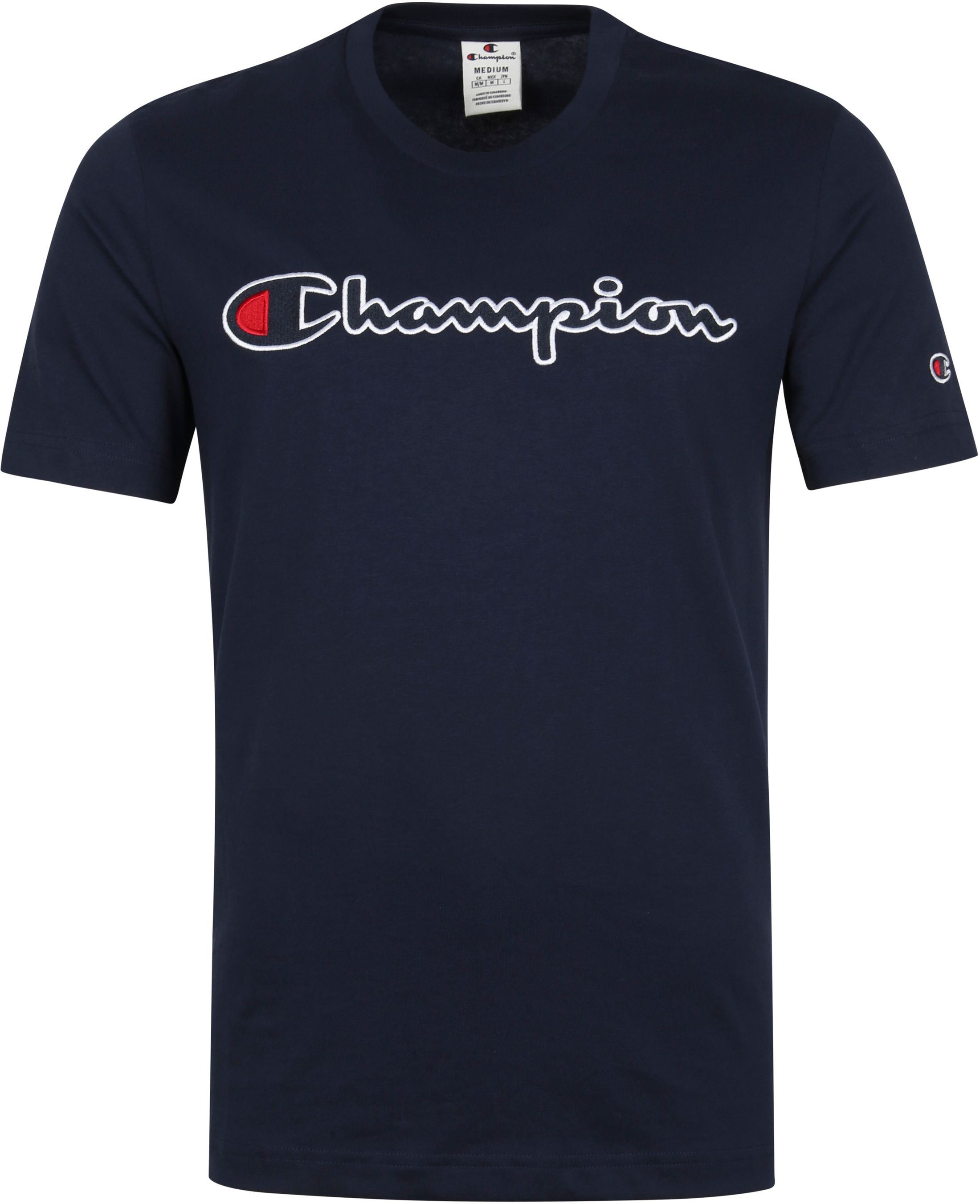 Champion T-Shirt Script Logo Dark Blue Dark Blue size L