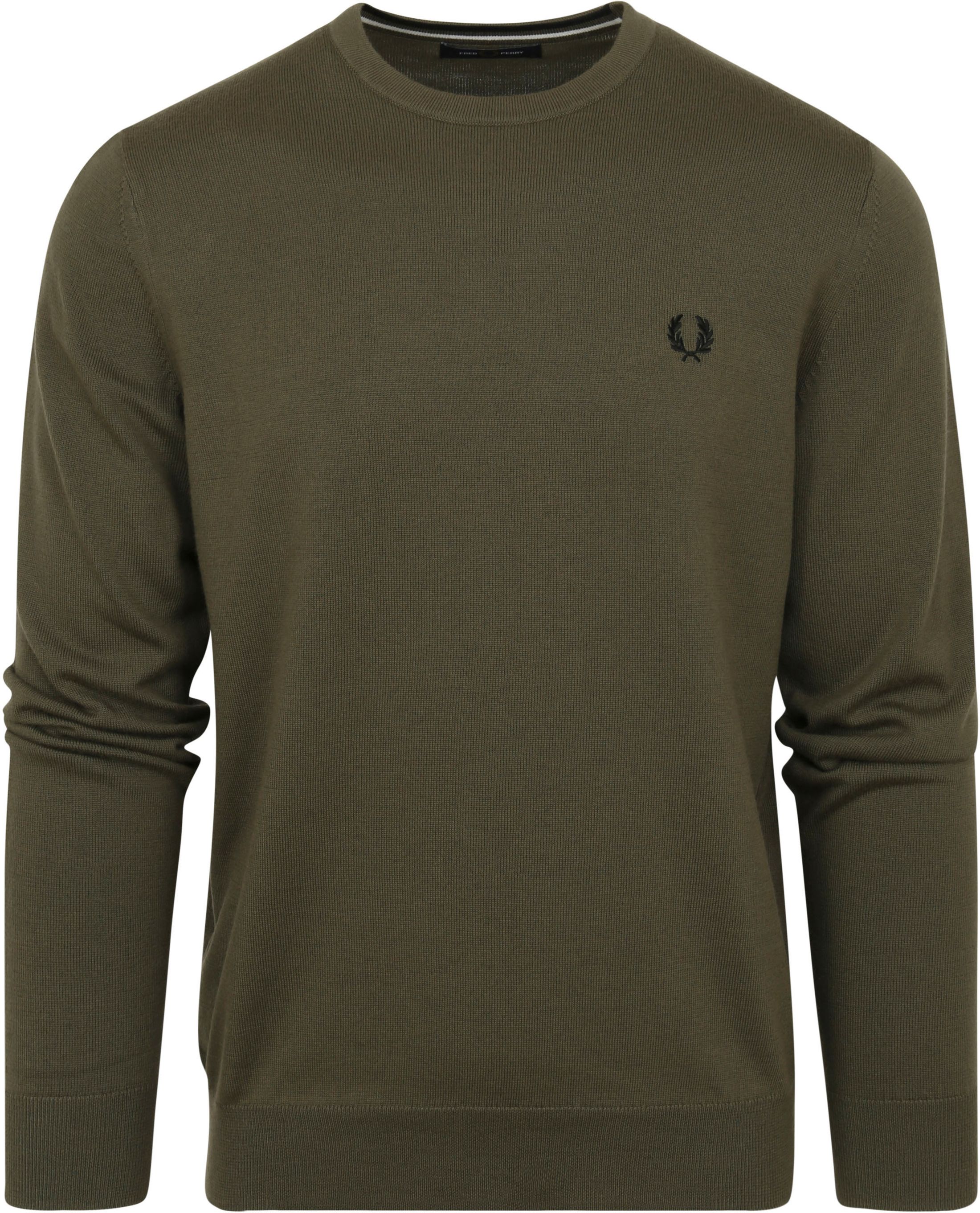 Fred Perry Pullover Wool Mix Logo Green Dark Green size L