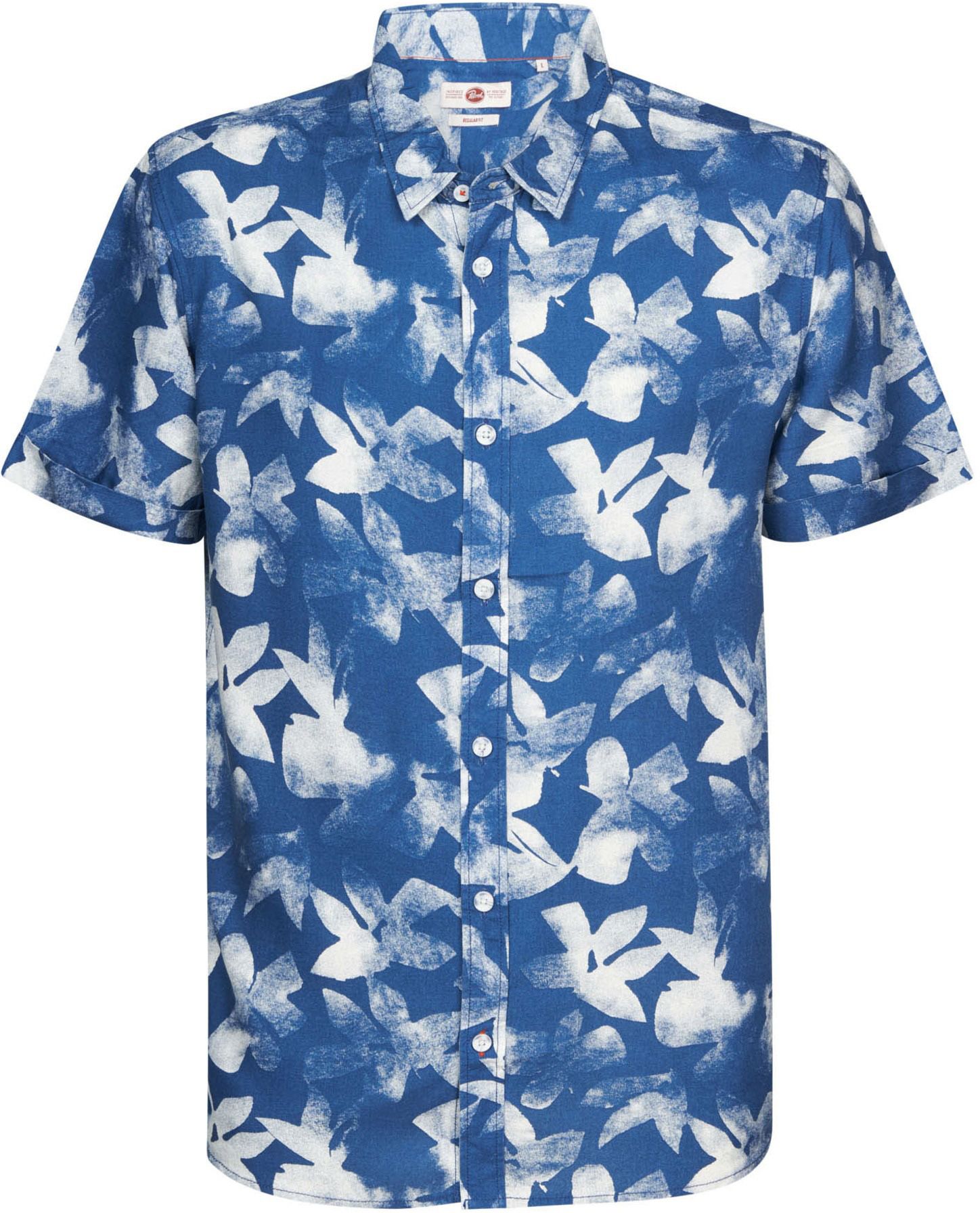 Petrol Short Sleeve Shirt Floral Print Blue M-1030-SIS435-5081 order online | Suitable