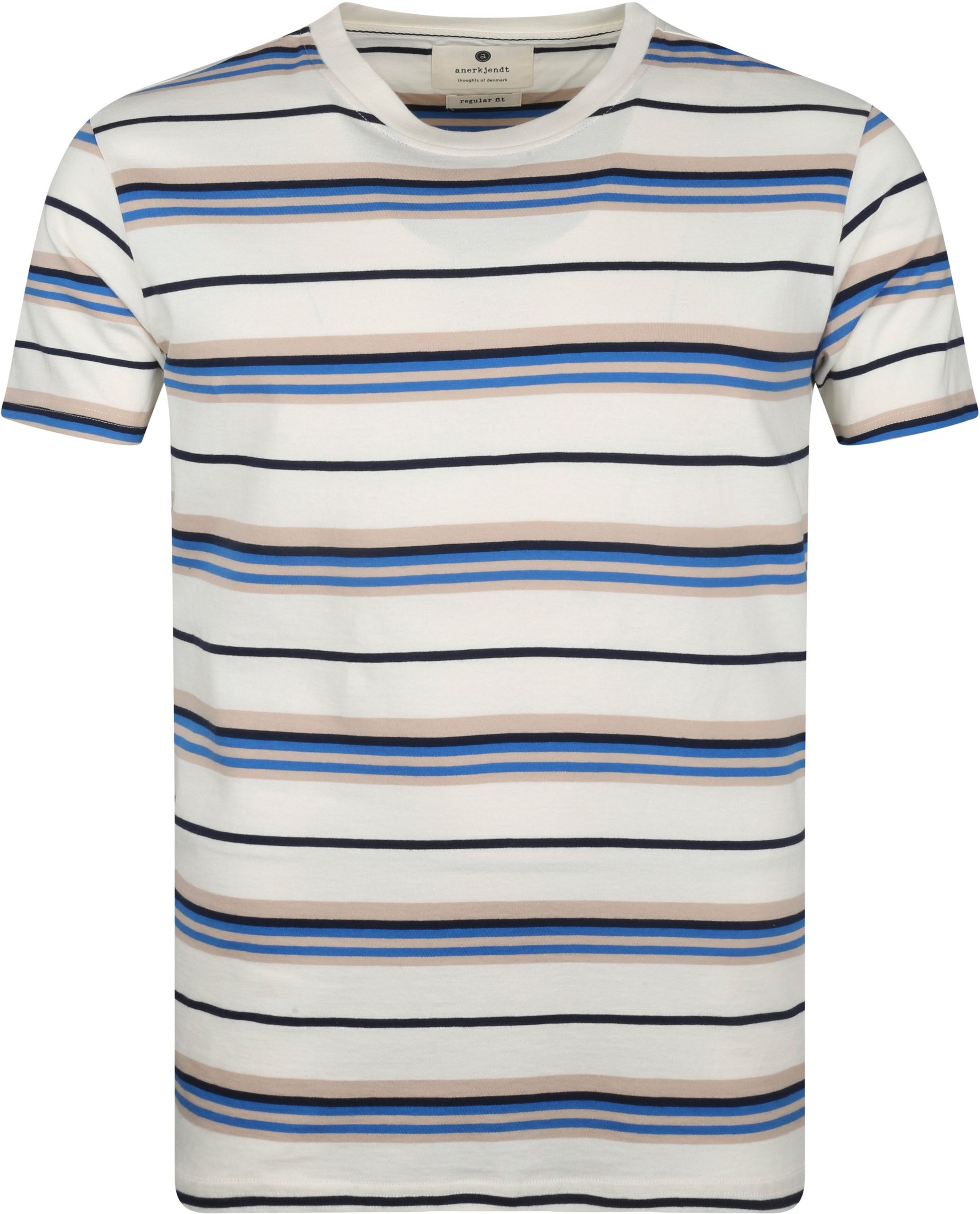Anerkjendt T Shirt Akrod Stripes Off-White Ecru Multicolour size L