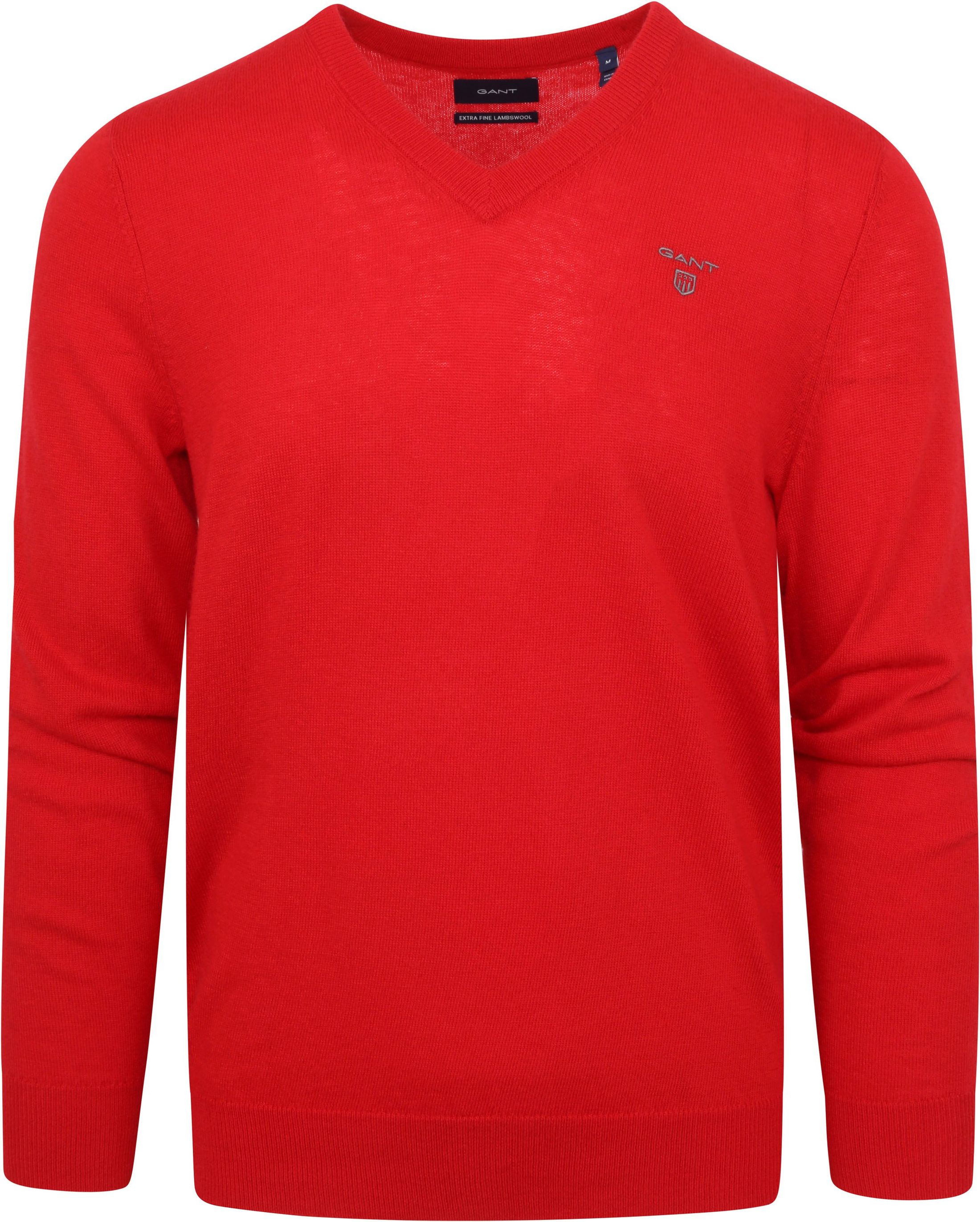 Gant Pullover Lambswool V-Neck Red size 3XL
