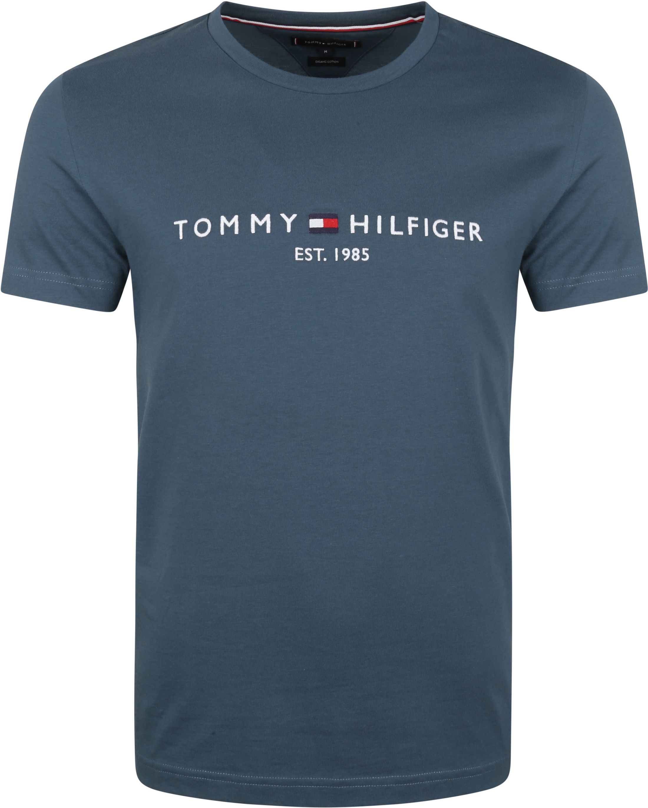 Tommy Hilfiger Logo T Shirt Gray Blue Dark Blue size L