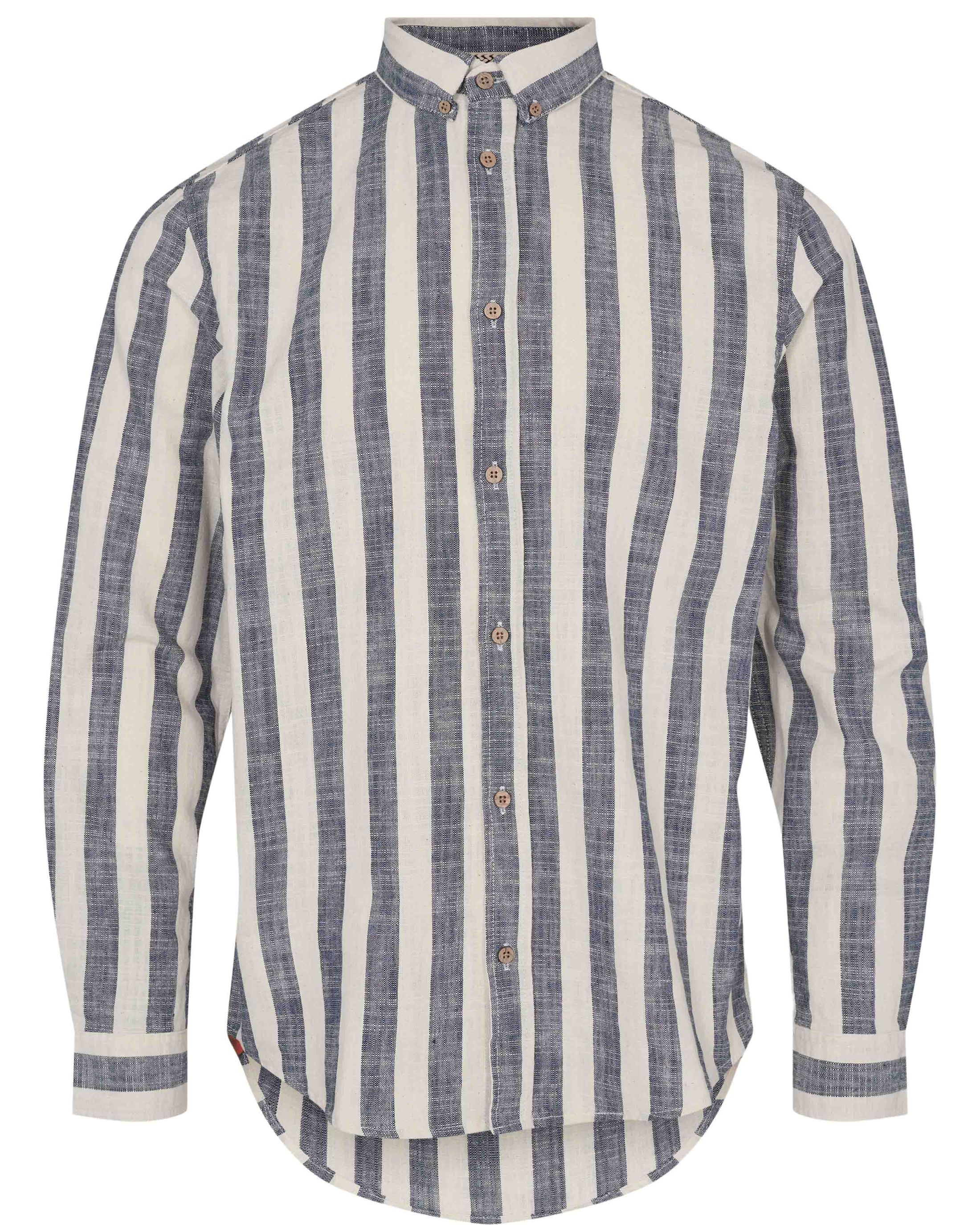 Anerkjendt Shirt Konrad Stripes Blue White Off-White Ecru Dark Blue size L