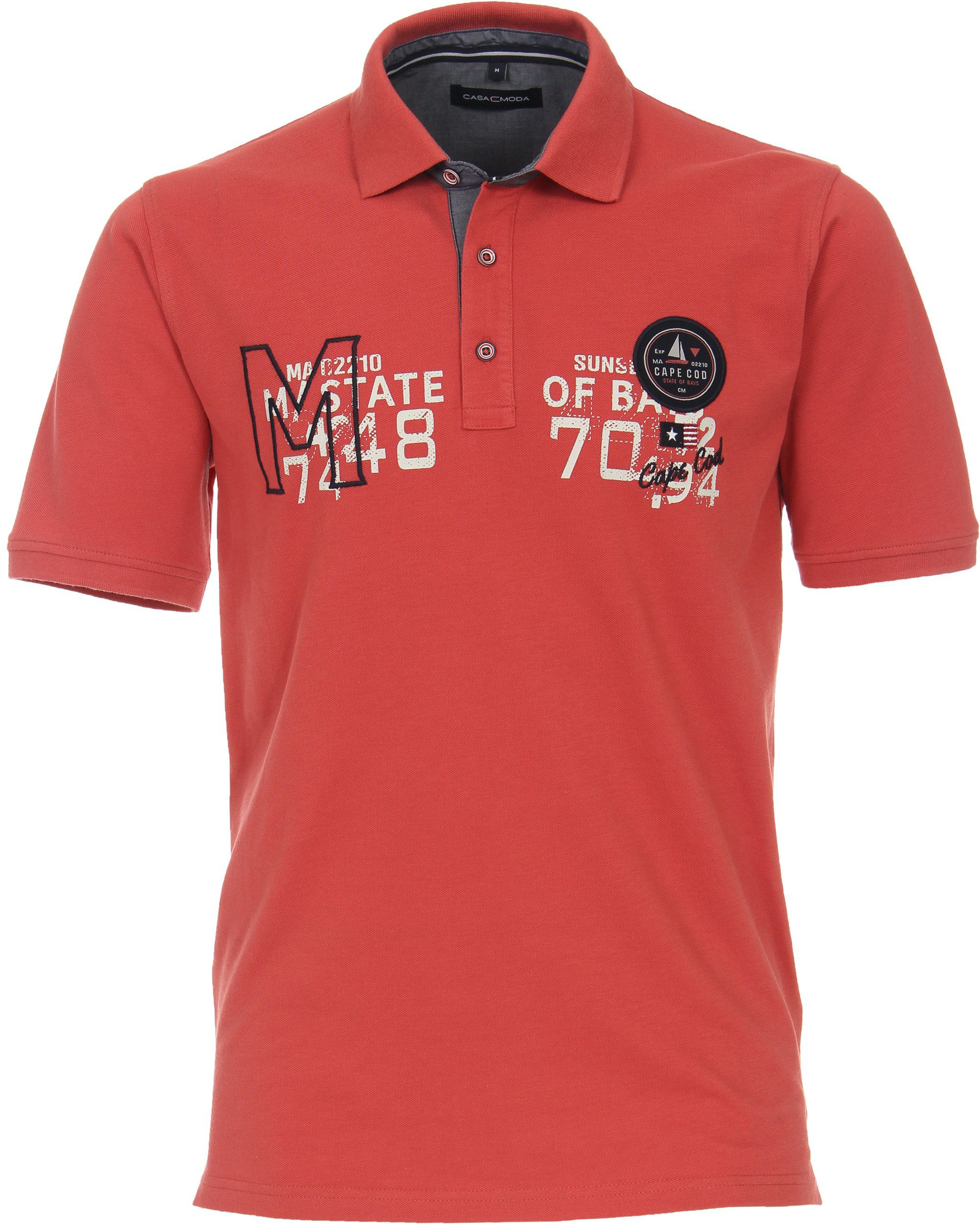 Casa Moda Polo Shirt Print Red size 5XL