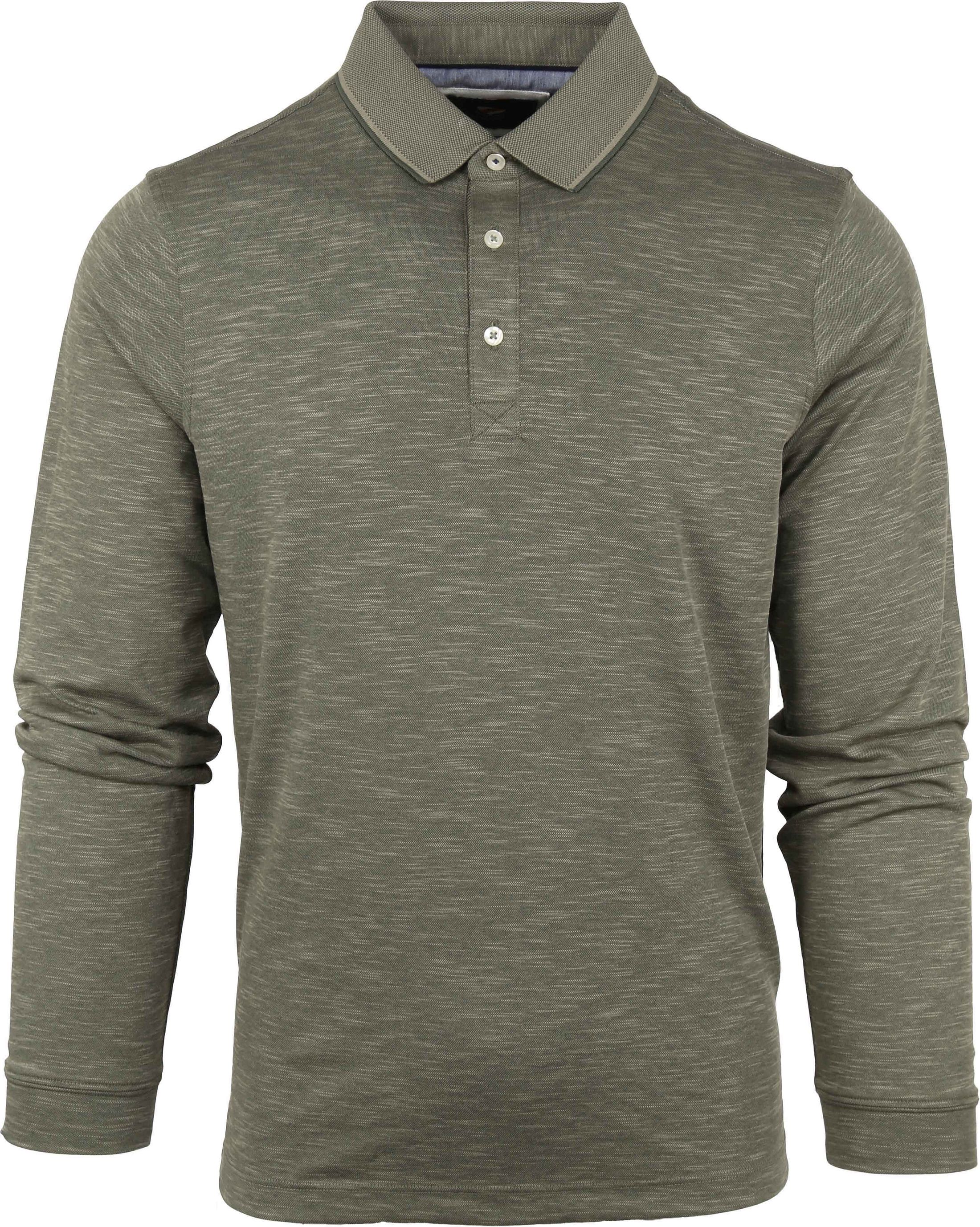 Suitable Long Sleeve Polo Groen 3485-58 Olive green kopen | Suitable