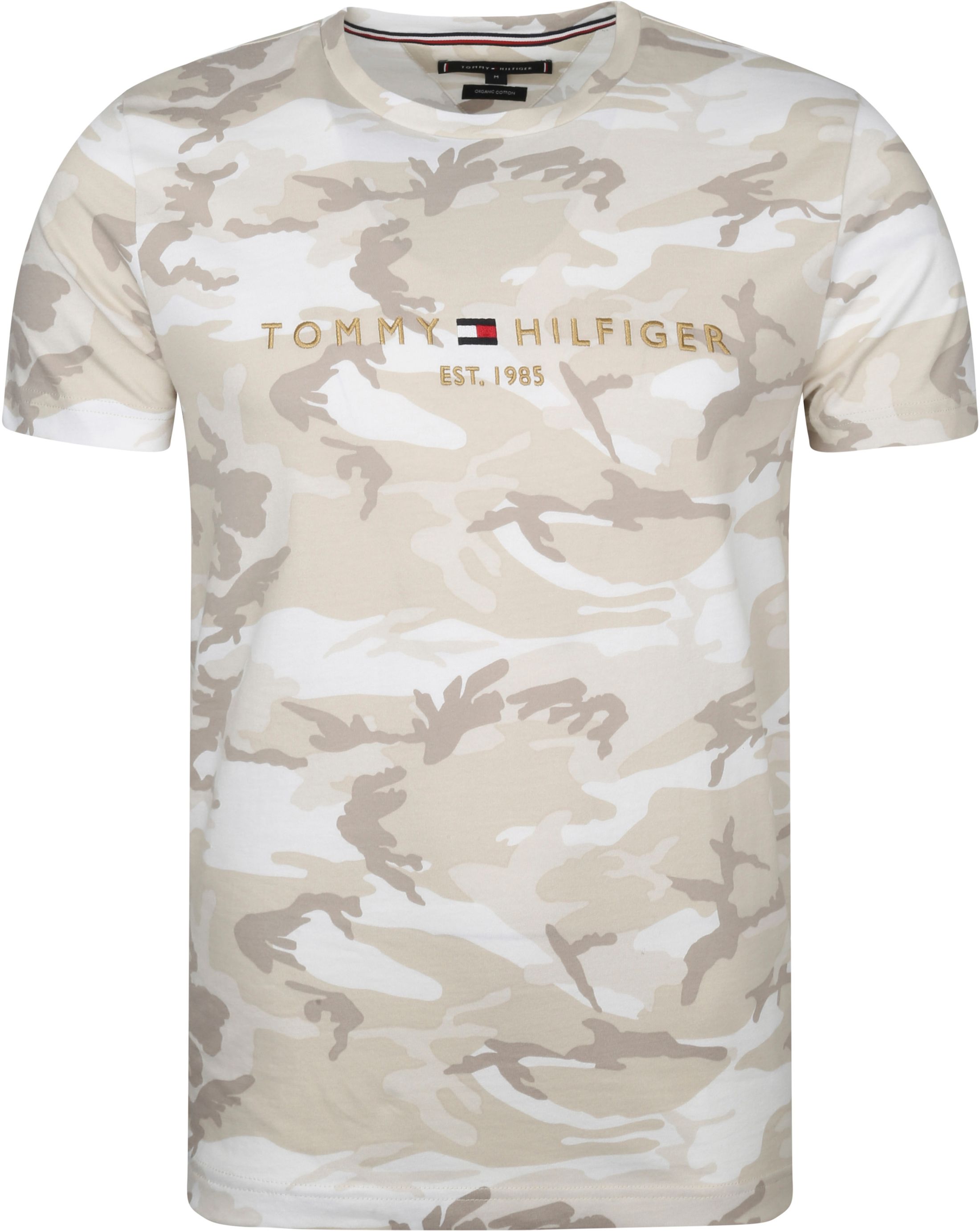 Tommy Hilfiger Logo T Shirt Camouflageprint Beige Ecru size L