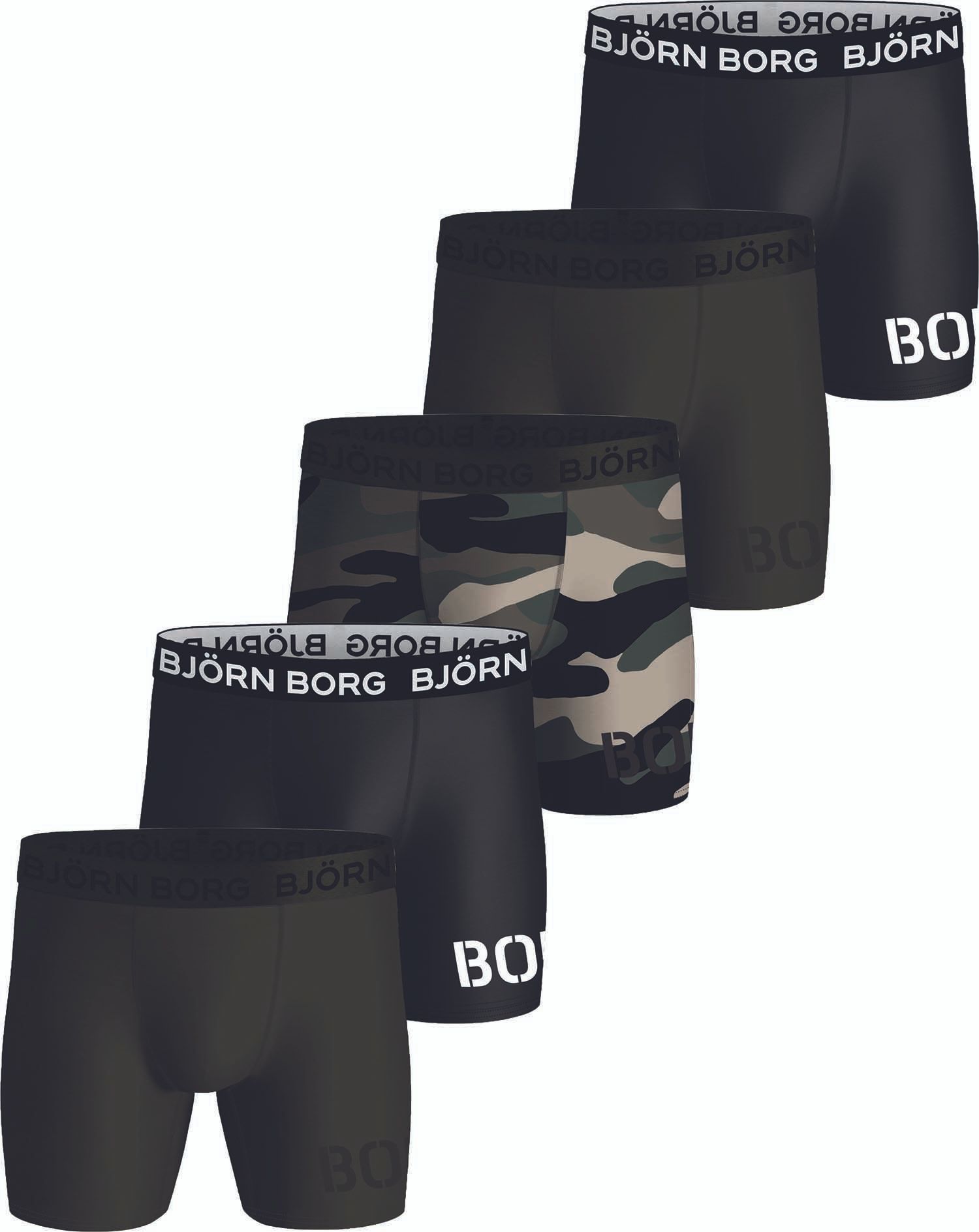 Bjorn Borg Performance Boxers 5-Pack Black Multicolour Green size L
