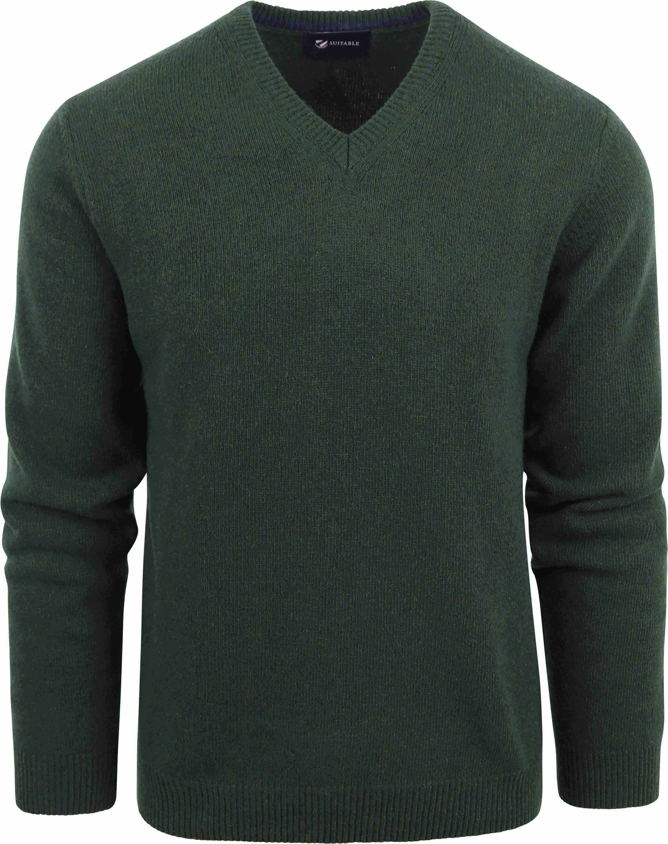 Suitable Lambswool Pullover V-Neck Dark Green LMBS-V-23 kl 65646 forrest green order online | Suitable