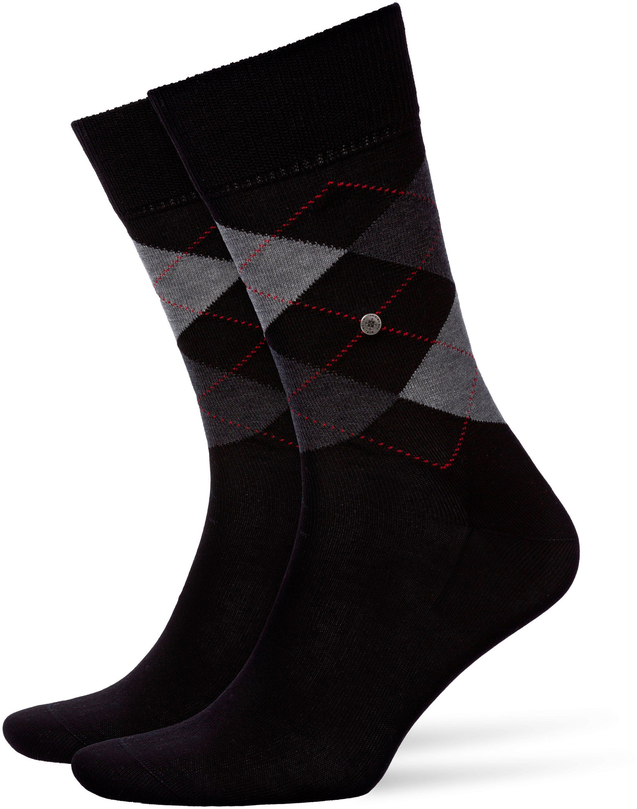 Burlington Socks Checkered Cotton 3000 Black size 40-46