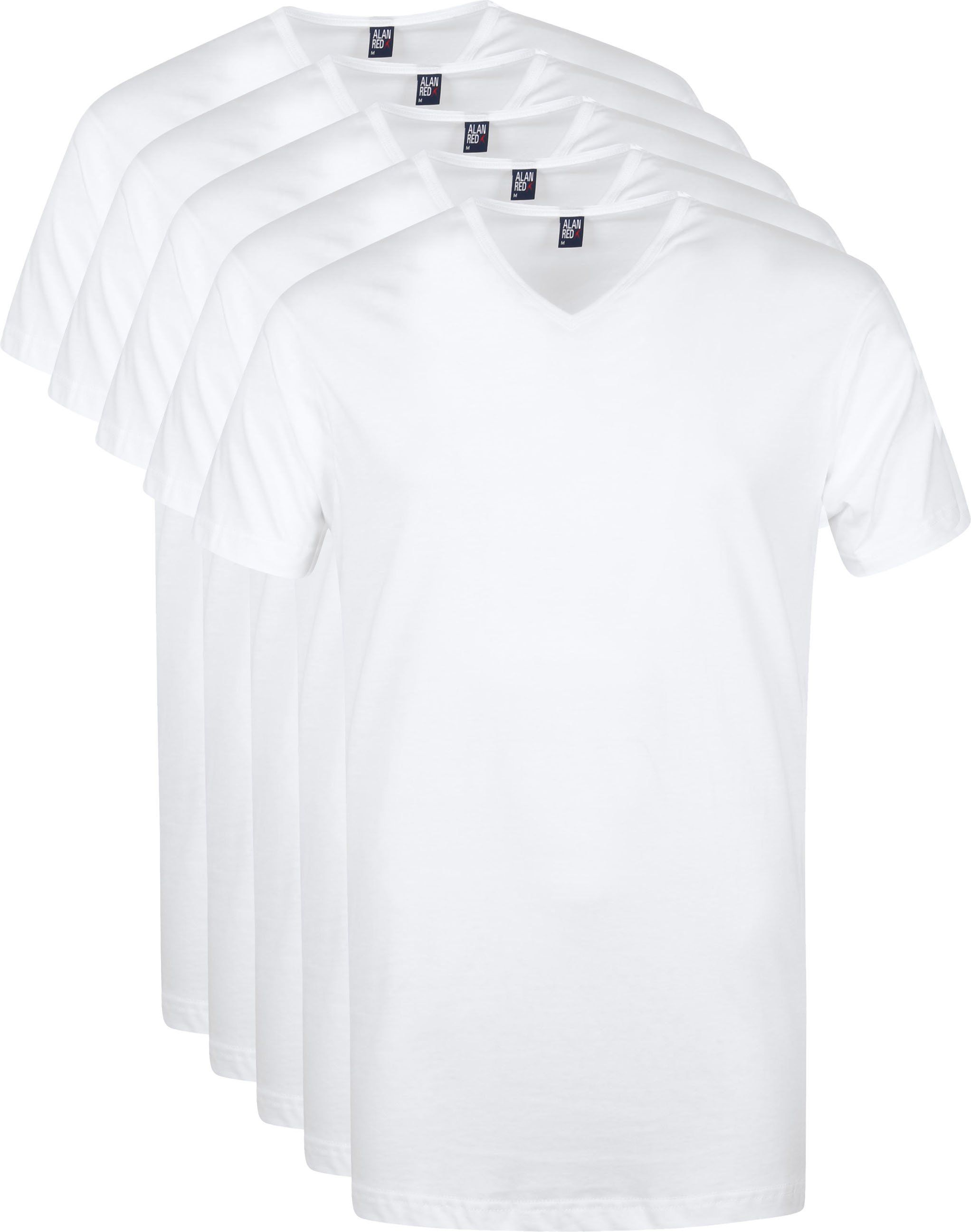 Alan Red Vermont T-Shirt V-Neck 5 Pack White size M
