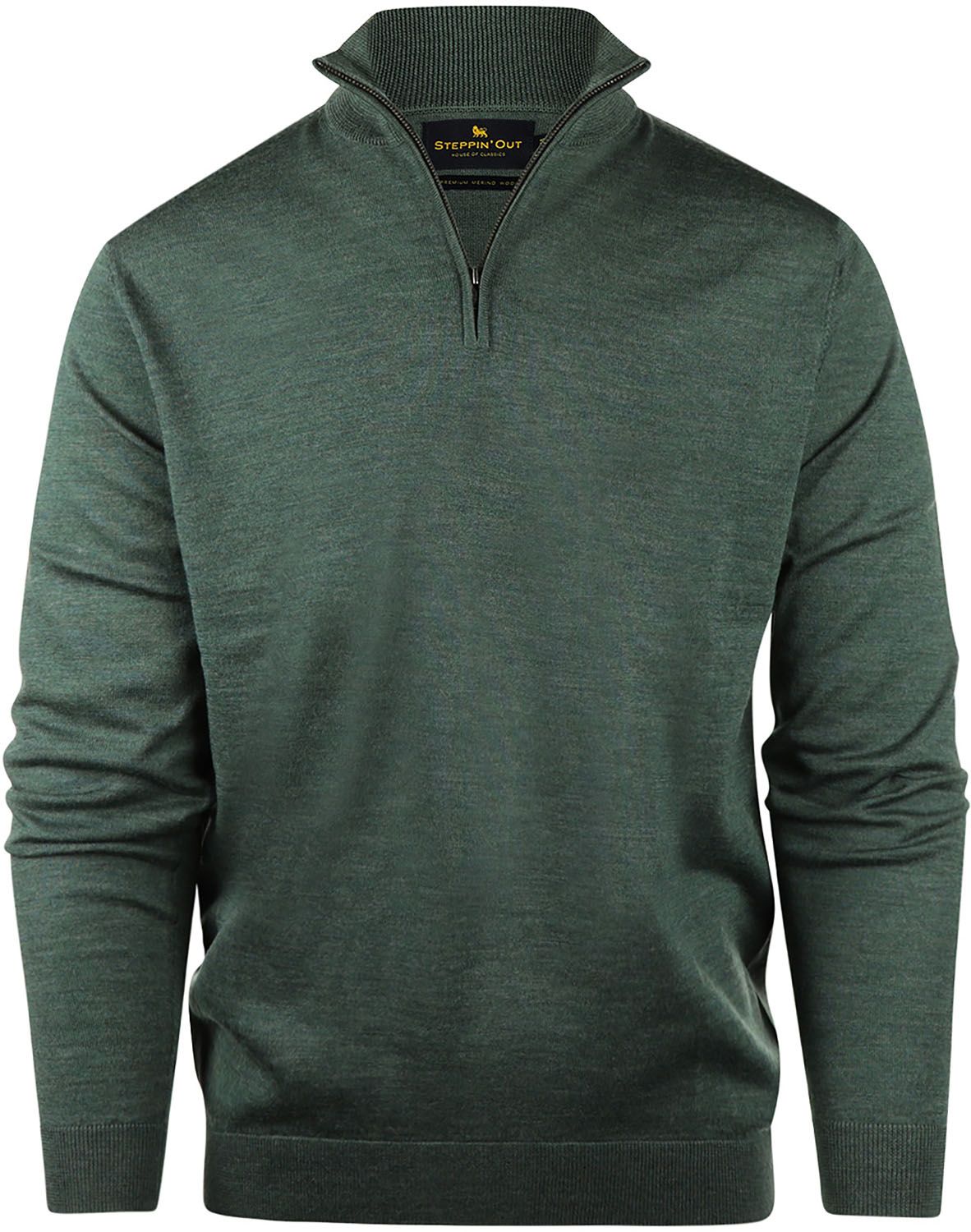 Steppin' Out Half Zip Trui Merinowol Sage Groen SM1204.0001-5107 kopen | Suitable