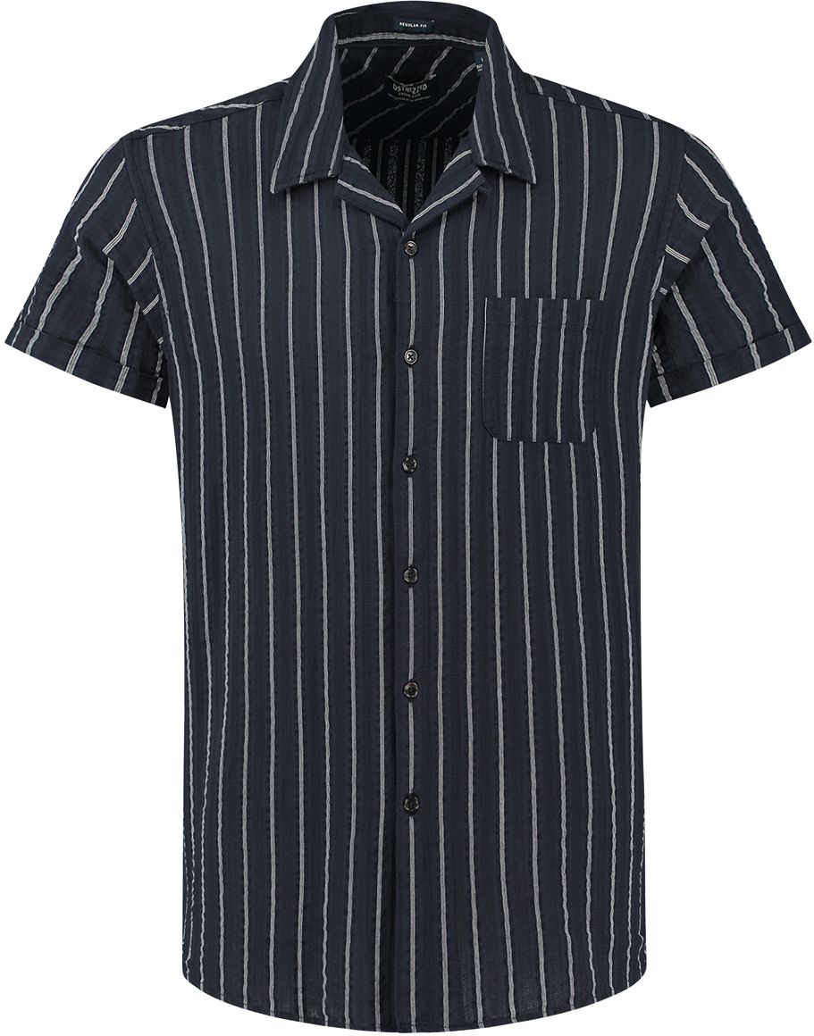 Dstrezzed Shirt Seersucker Stripe Navy Dark Blue Blue size L