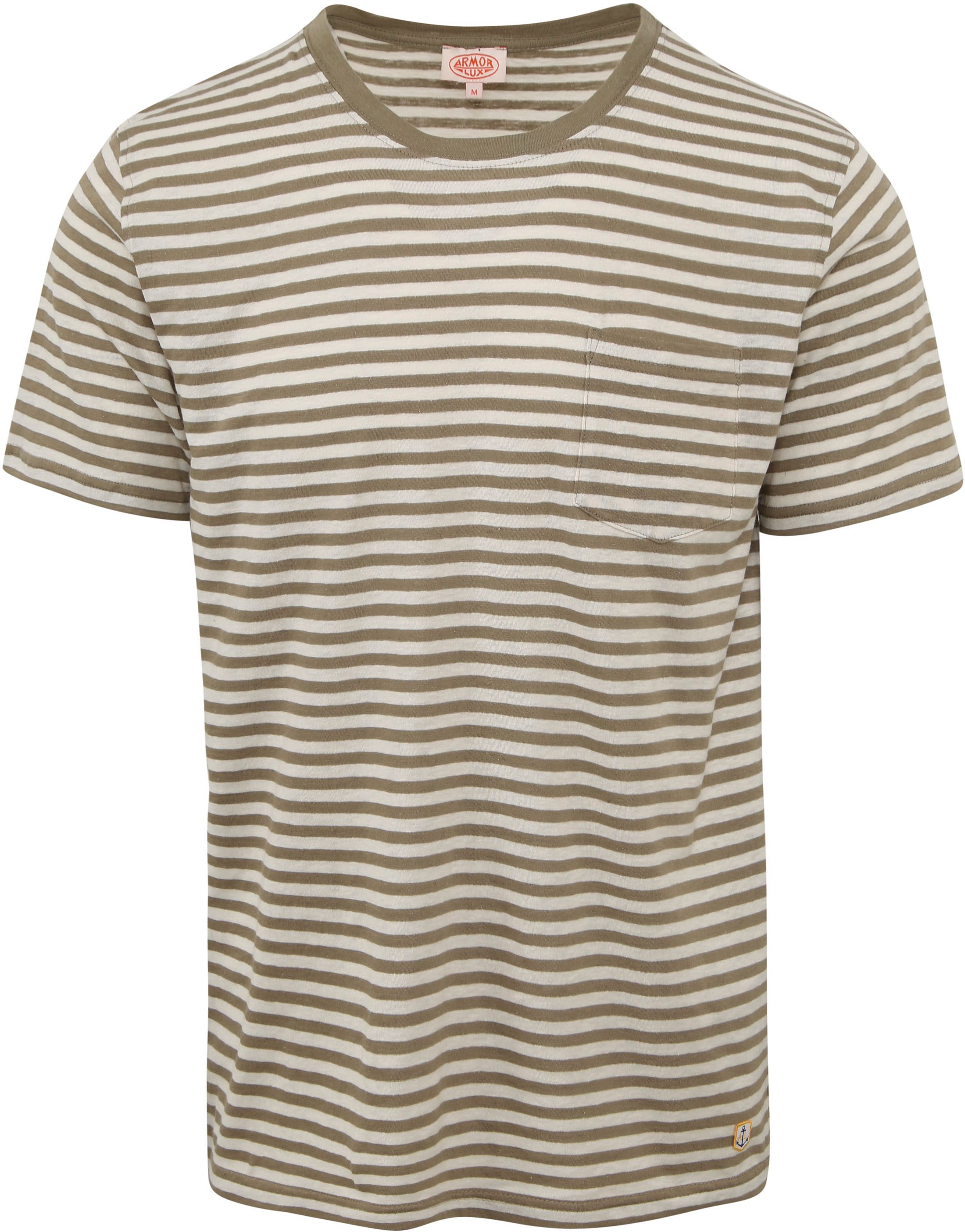Armor-Lux T-Shirt Linen Stripes Green order online | 76023-KTP | Suitable Norway