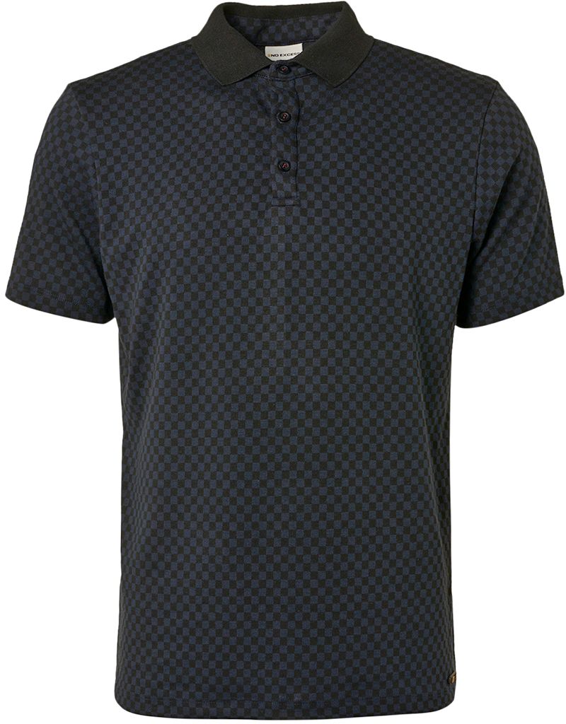 No Excess Polo Geblokt Patroon Zwart Navy 19390250-179 kopen | Suitable