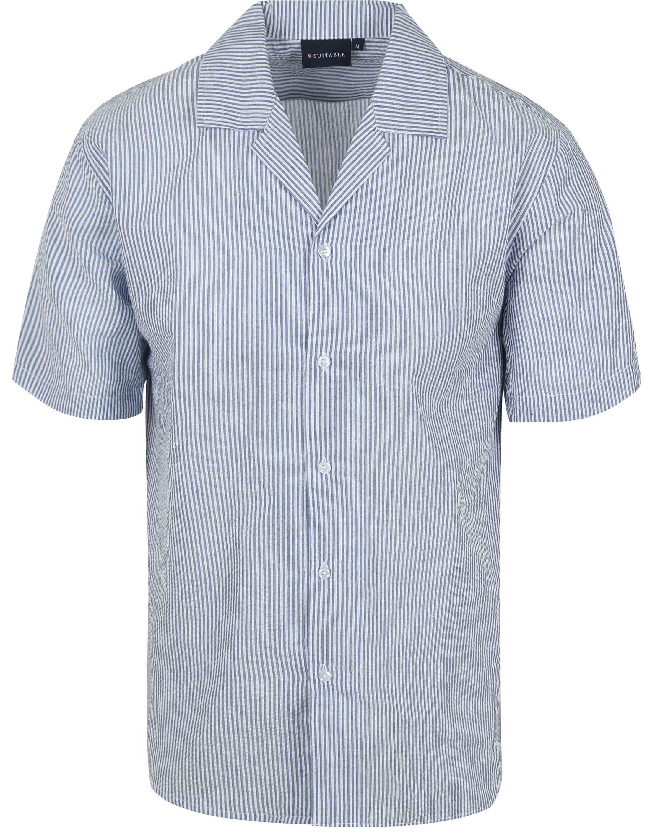 Suitable Chemise Short Sleeve Stripe Seersucker Bleu Clair SH-BEACH-ST-25.01 BLUE commander en ligne | Suitable