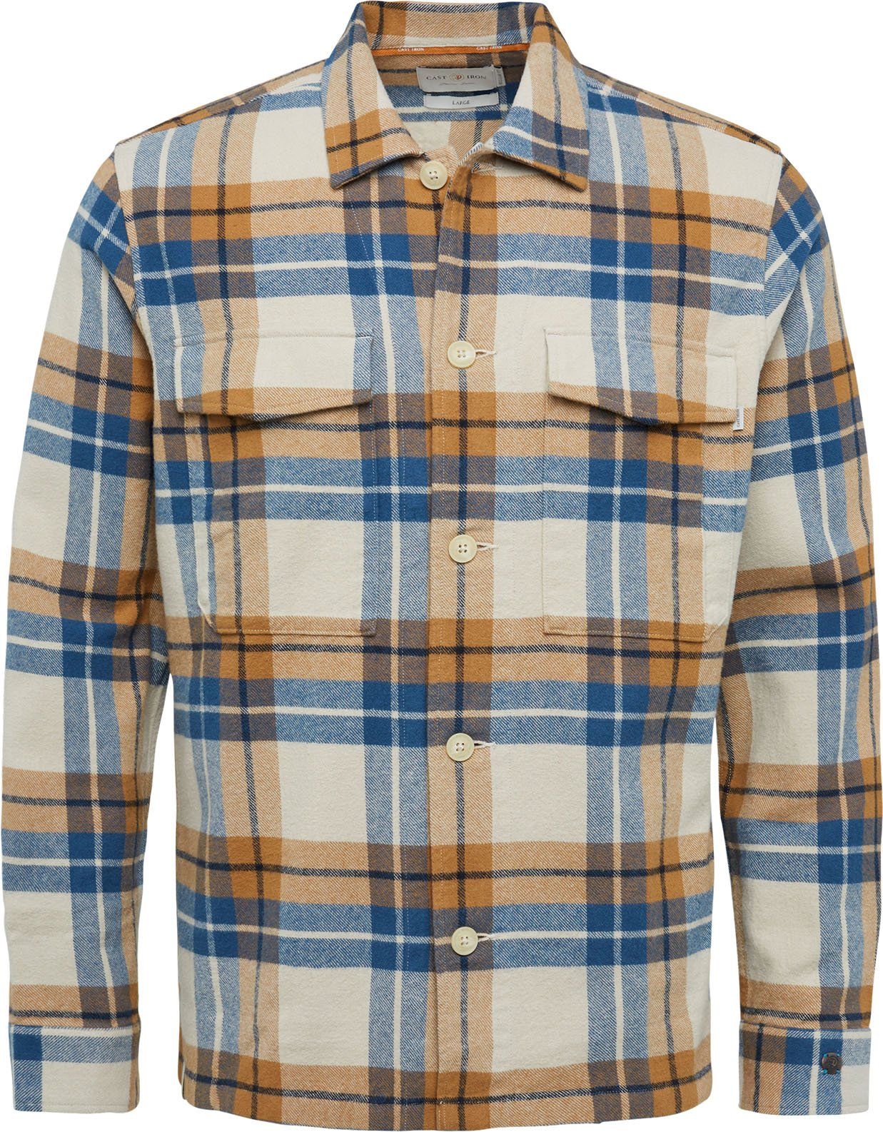 Cast Iron Shirt Checkered Multicolour Beige Brown Blue size L