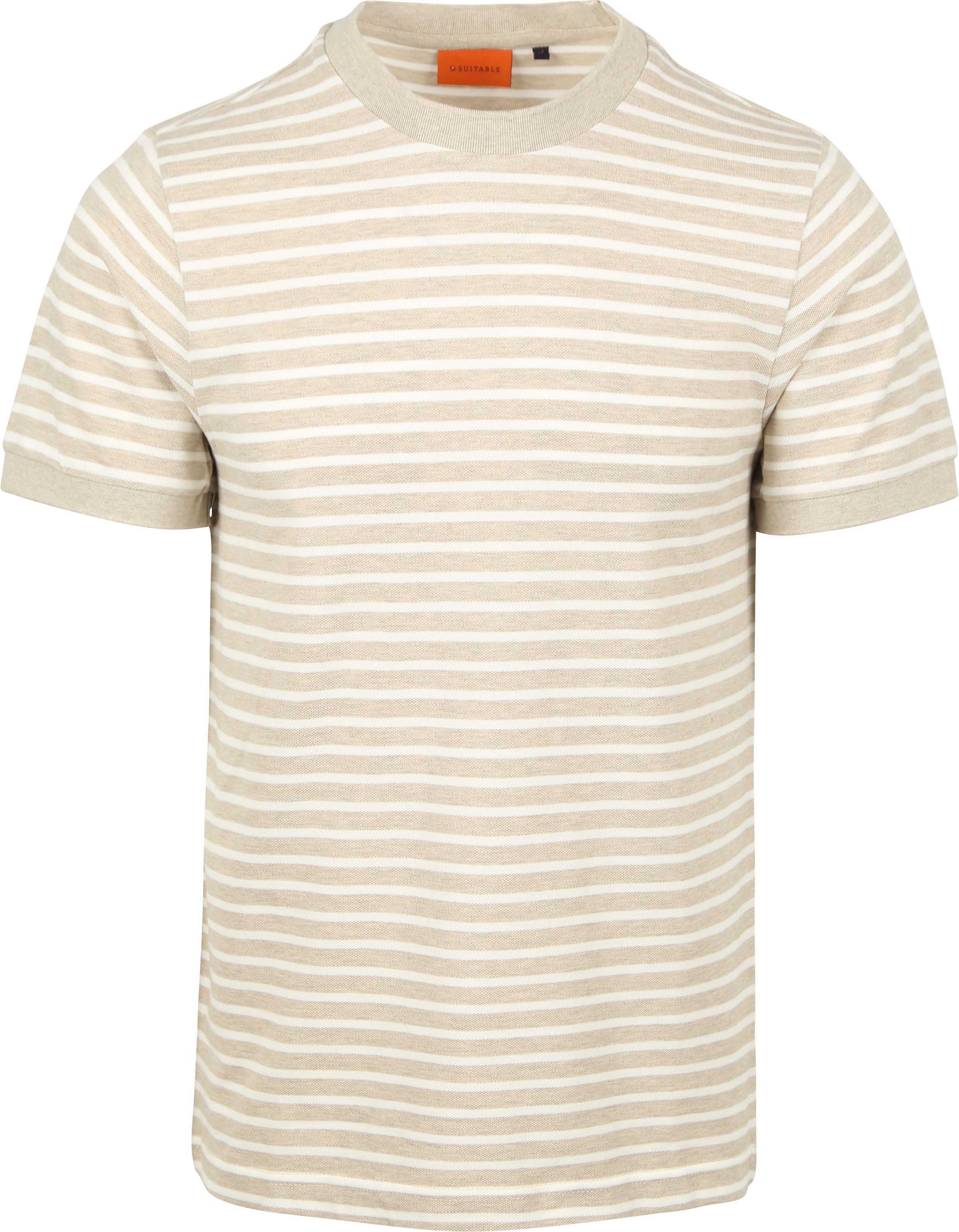 Suitable T-shirt Isaac Stripe Piqué Pebble commander en ligne | SPE25108IS18ST-190 | Suitable Luxembourg