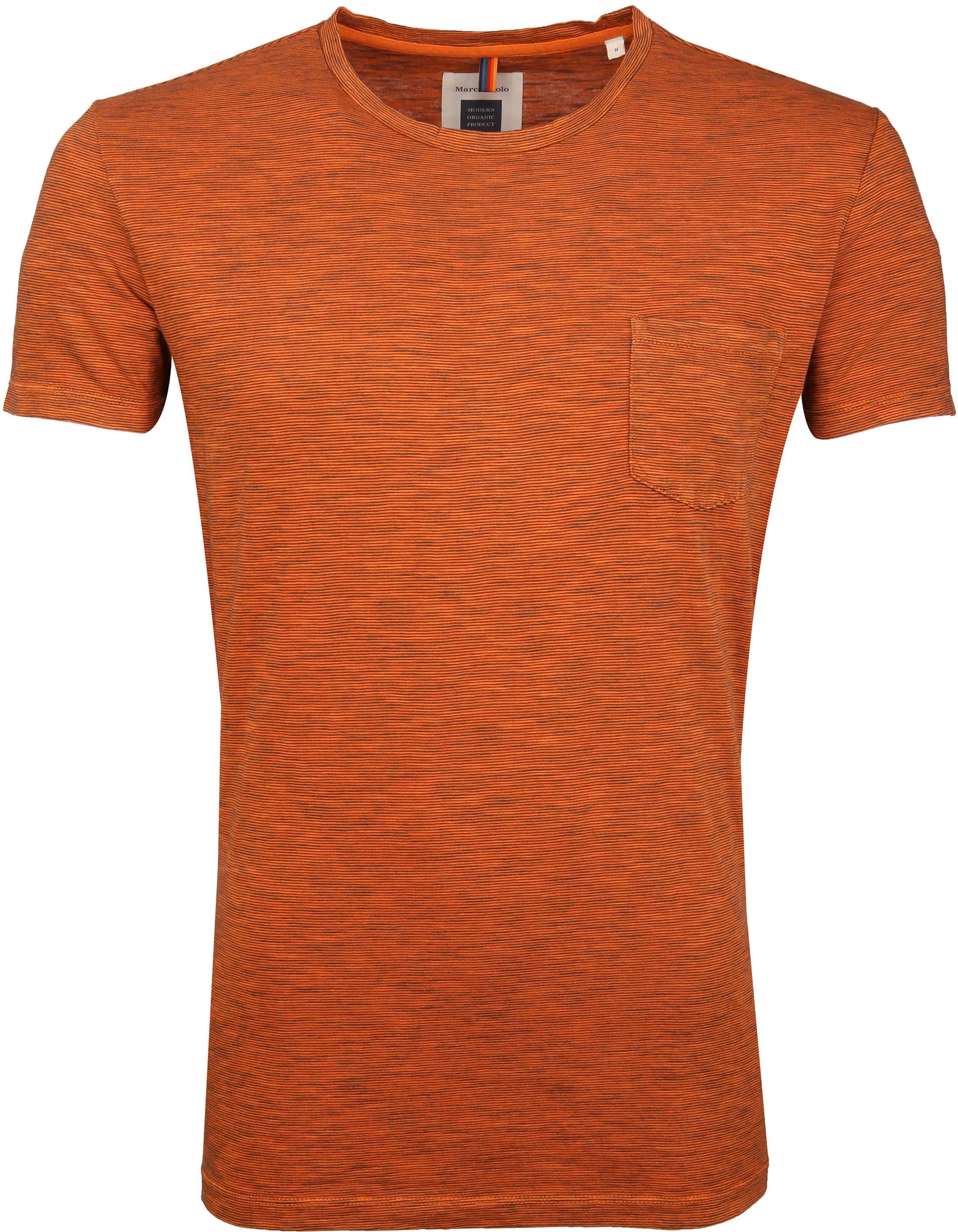 Marc O'Polo Logo T-shirt Stripe Orange Dark Blue size XXL