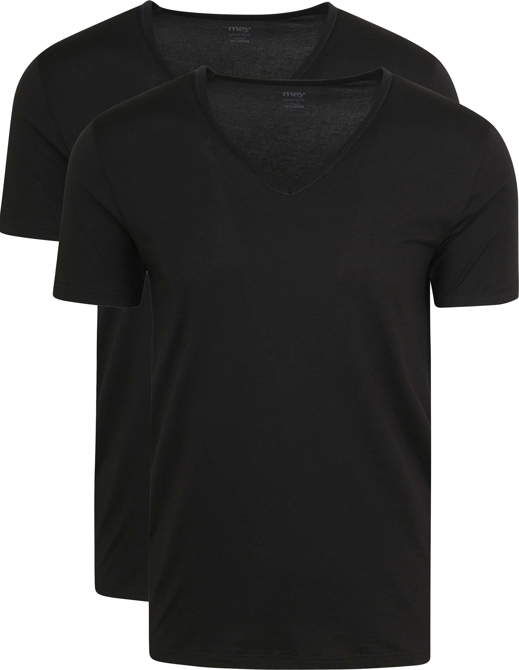 Mey V-Ausschnitt Dry Cotton T-Shirt Schwarz 2-Pack 46007 kaufen | Suitable