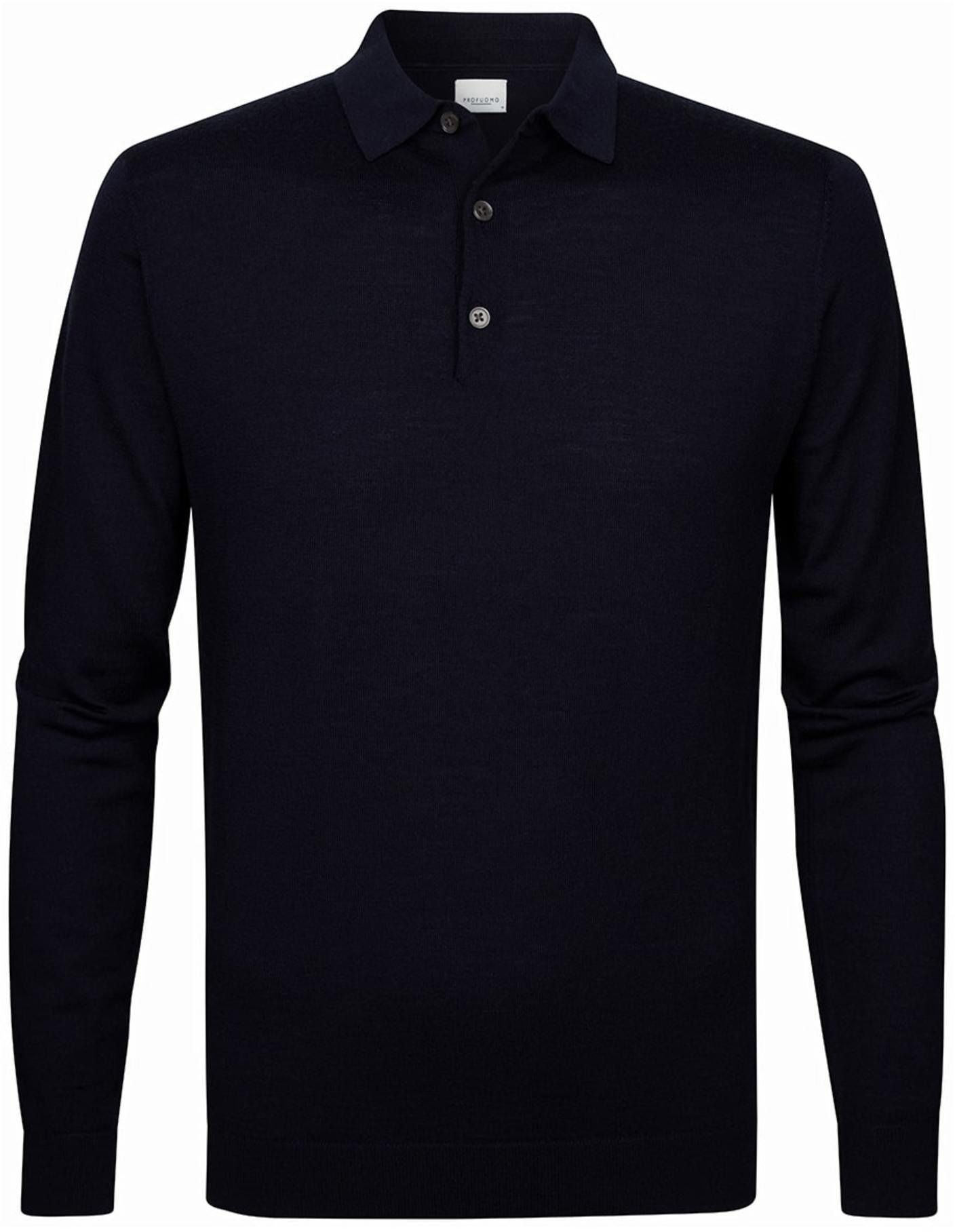 Profuomo Longsleeve Polo Shirt Merino Wool Dark Blue Dark Blue size L