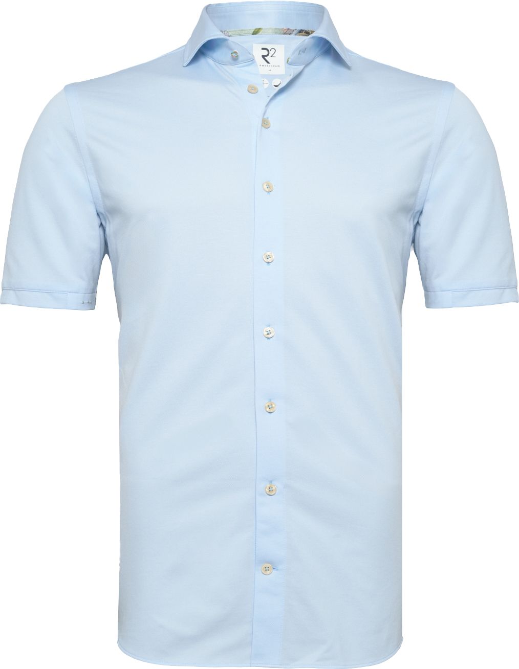 R2 Chemise Japanese Knitted Manches Courtes Bleu Clair commander en ligne | 129.WSPSS.001-018 | Suitable Luxembourg