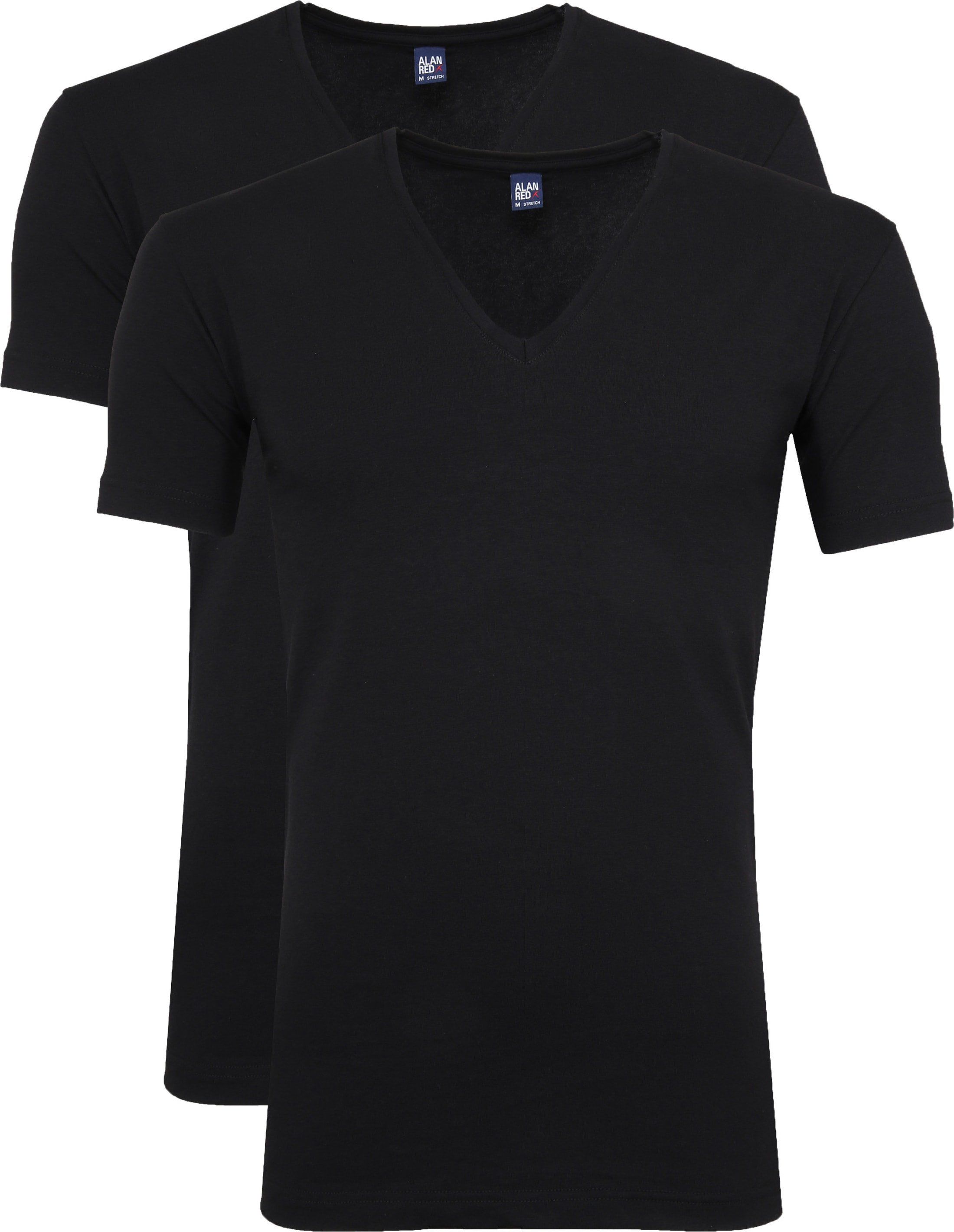 Alan Red T-Shirt V-Neck Stretch 2-Pack Black size L