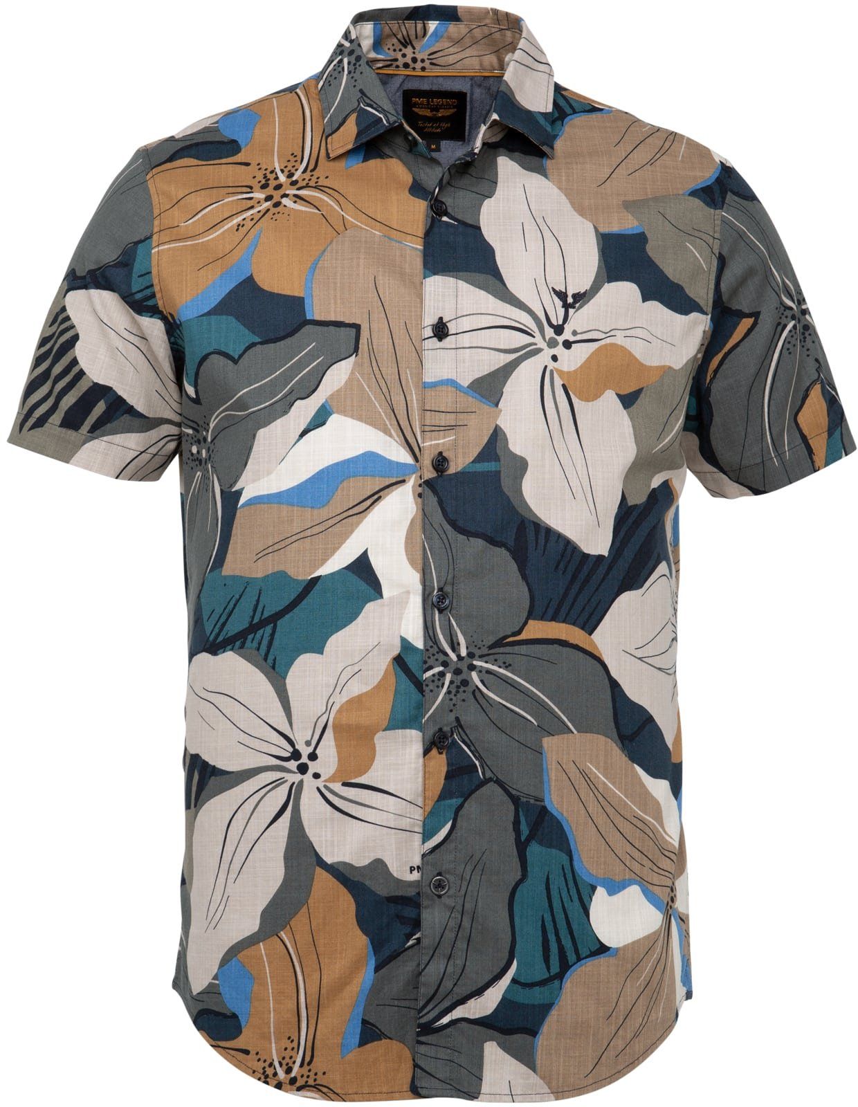 PME Legend Shirt SS Floral Print Beige Multicolour Green size 3XL