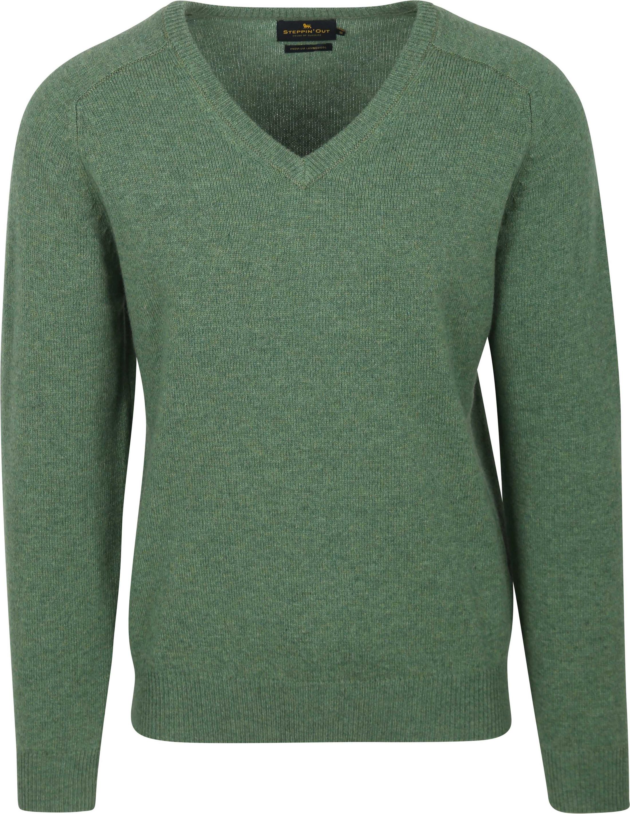 Steppin' Out Pullover V-Neck Lambswool Mid Green order online | SM1201.0004-5002 | Suitable Spain