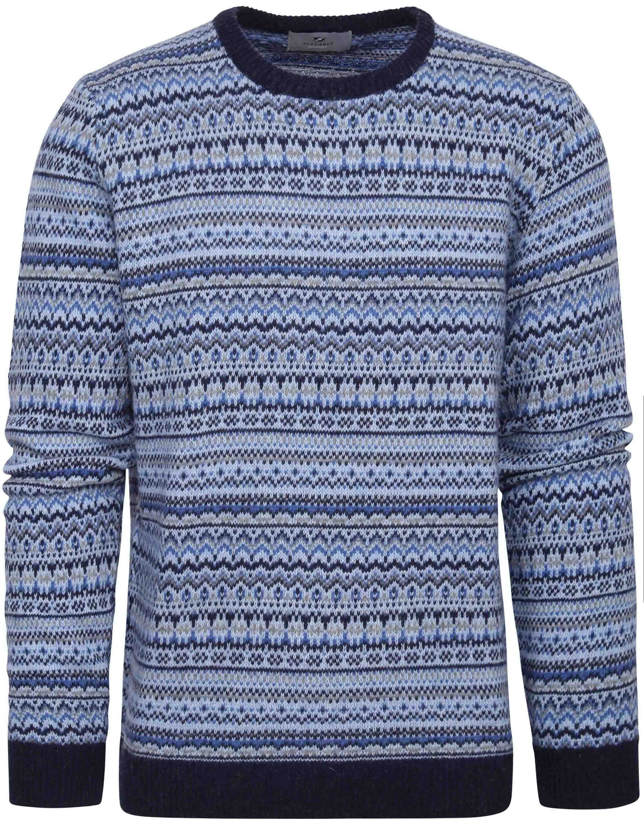 Suitable Prestige Fair Isle Pullover Bleu 22U10782 - Fair Isle - Pull Crewneck kl navy commander en ligne | Suitable