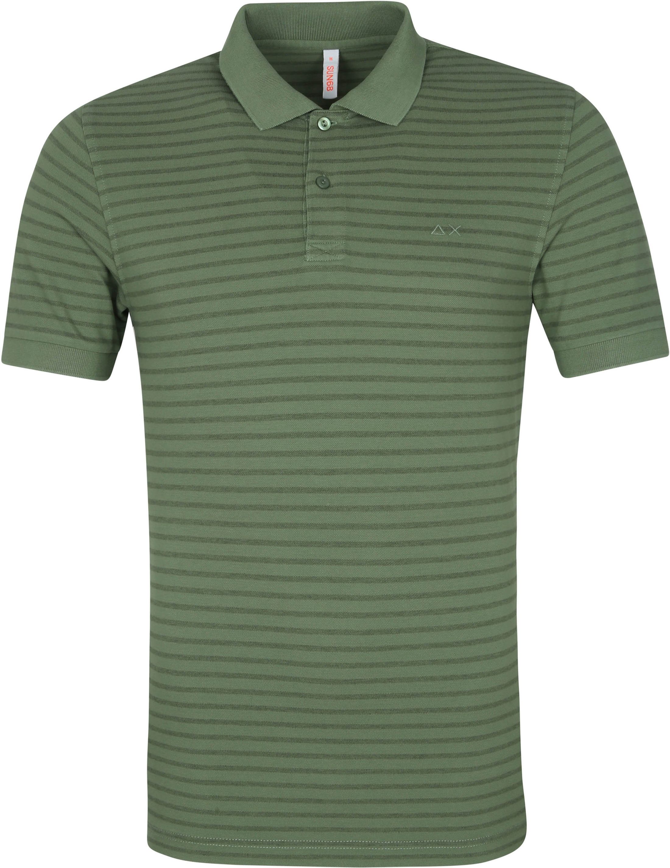 Sun68 Polo Shirt Dye Stripes Olive Dark Green Green size XL