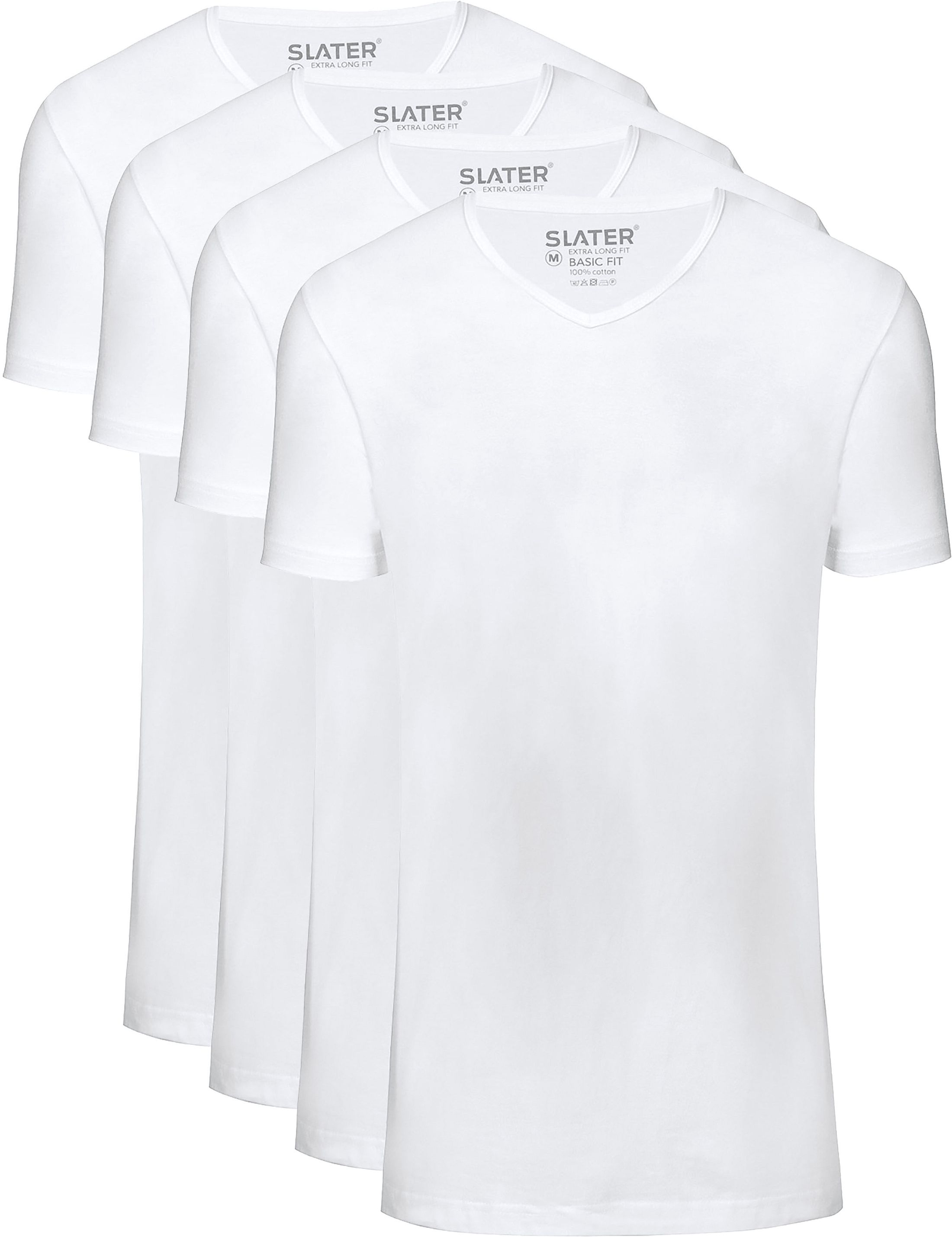 Slater 4-pack T-shirt Basic Extra Long V-neck White 7800 order online | Suitable