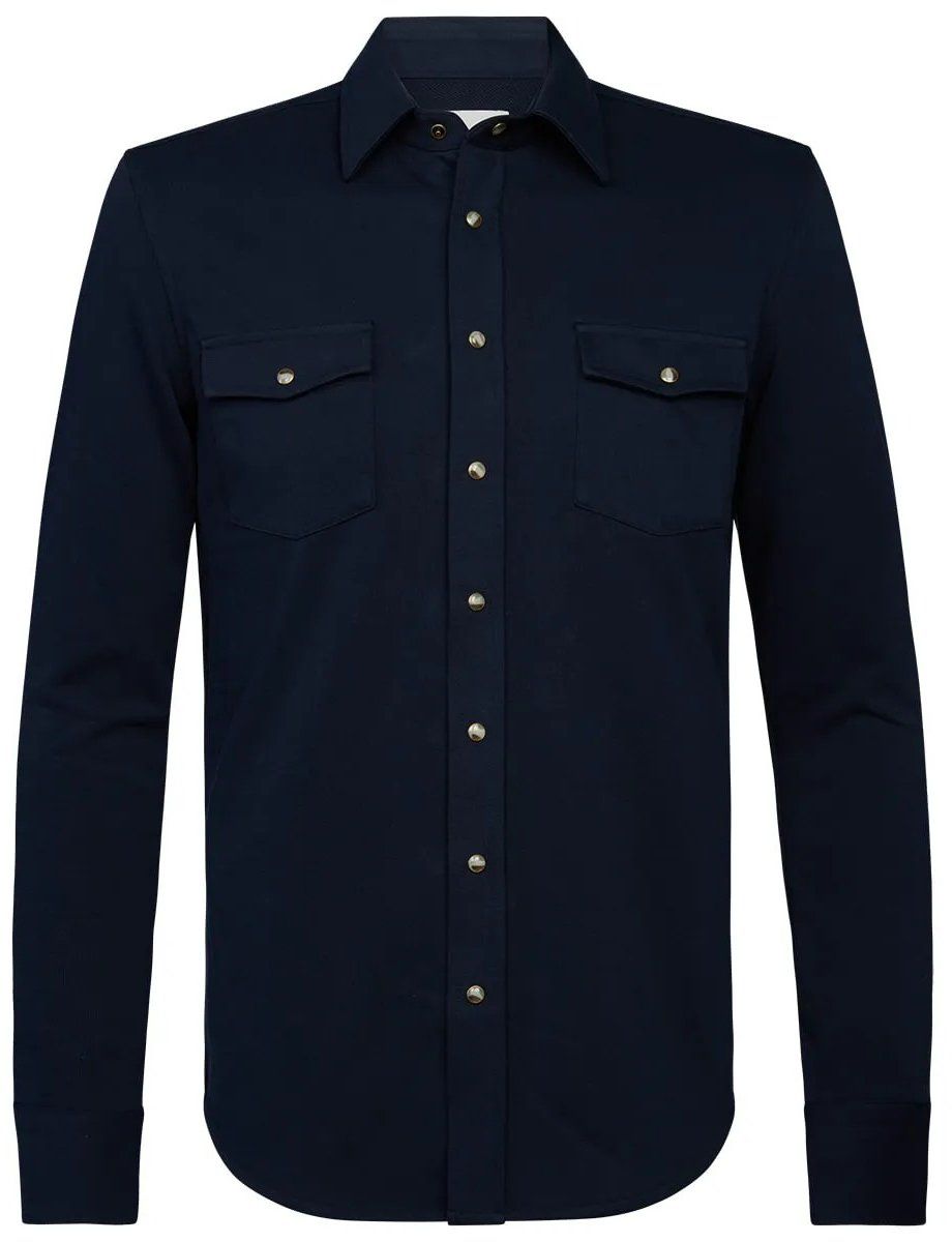 Profuomo Jersey Knitted Shirt Navy Dark Blue size L