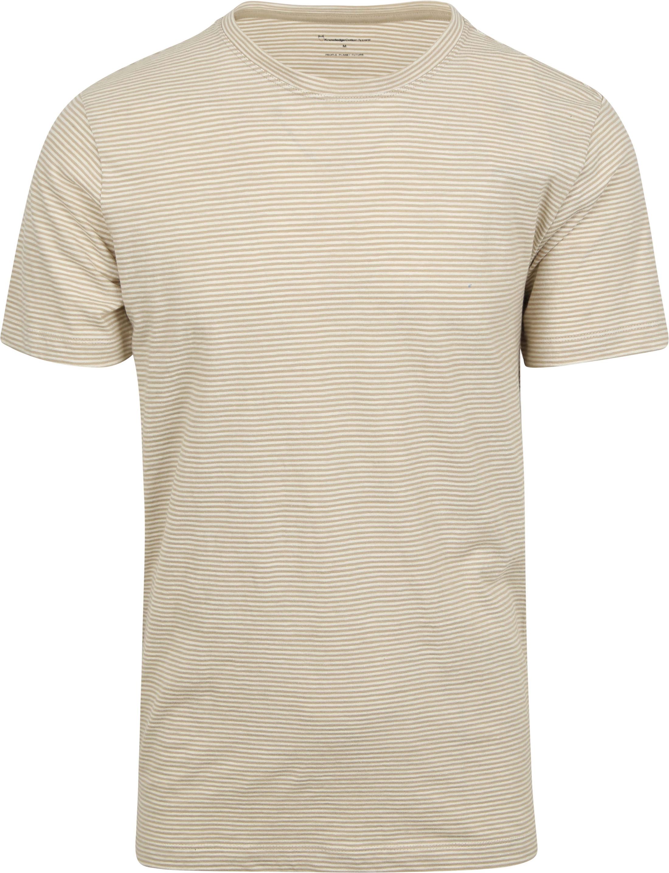 KnowledgeCotton Apparel T-shirt Stripes Beige 1010012-8033 order online | Suitable