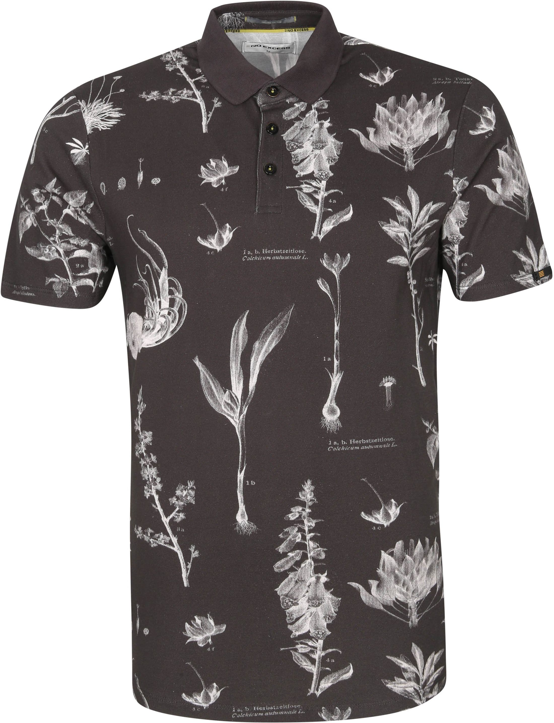 No-Excess Polo Shirt Pique Flowers Black size S