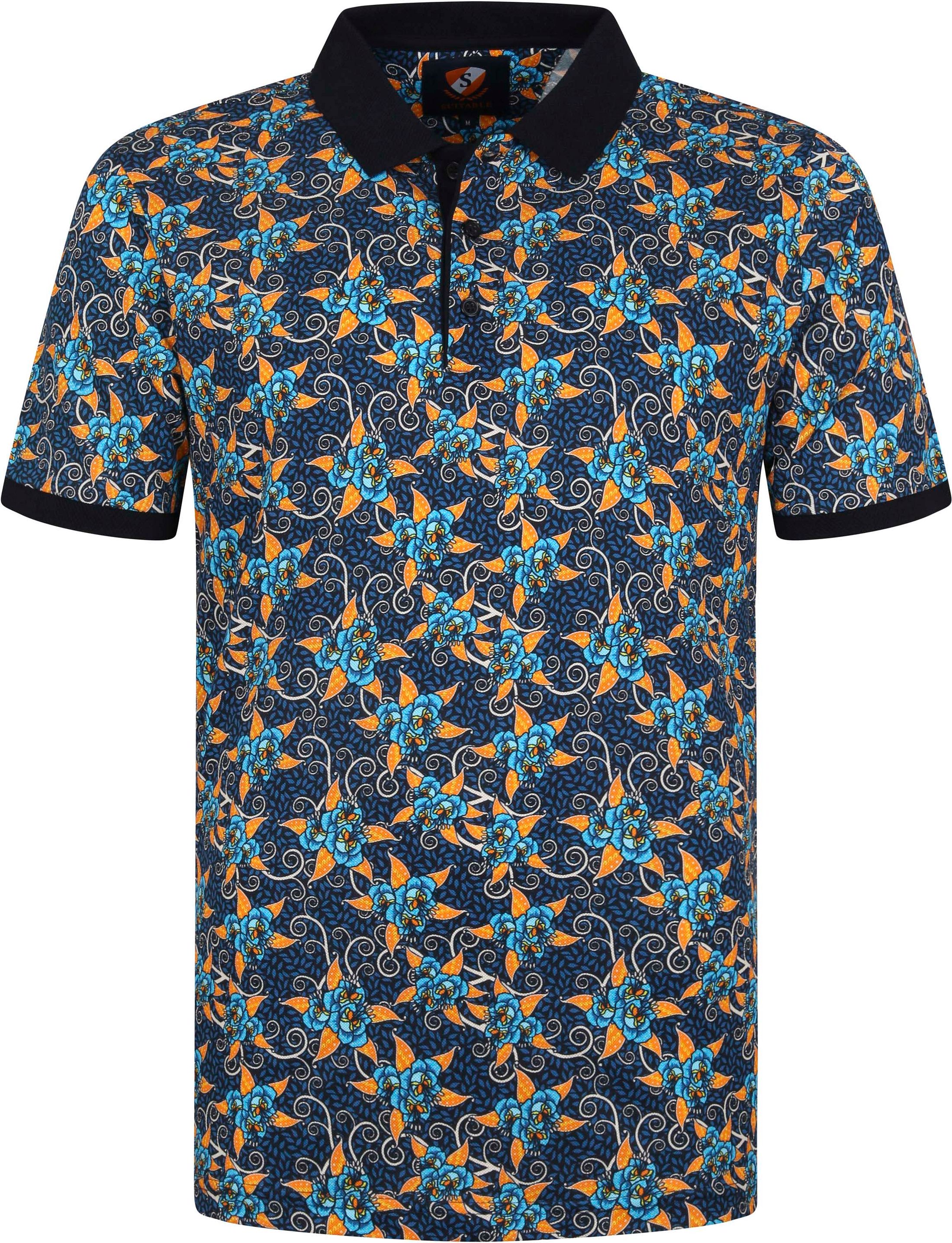 Suitable Polo Floral Foncé Multicoloré Bleu Bleu foncé taille 3XL