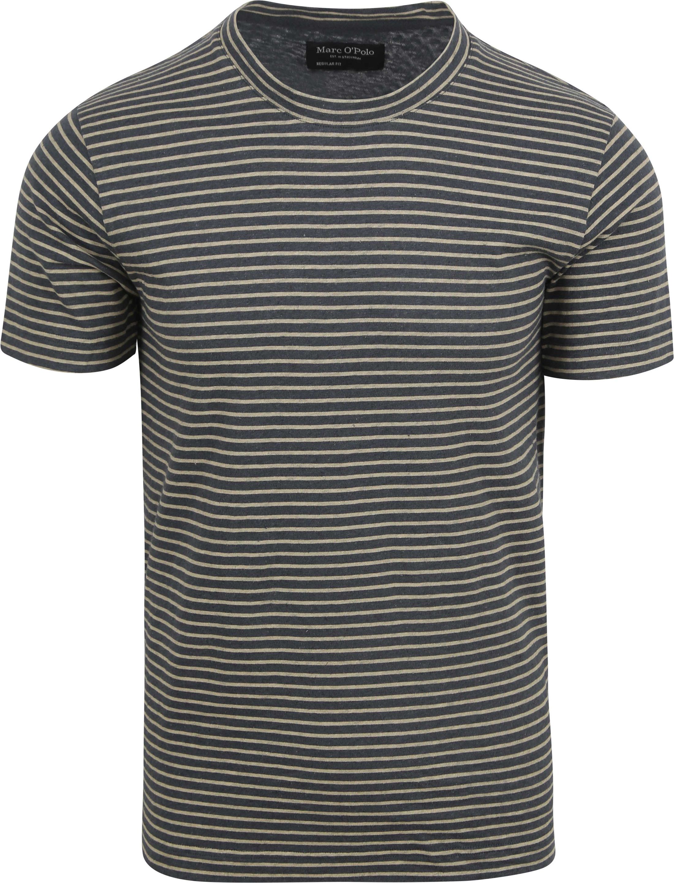 Marc O'Polo T-Shirt Linen Stripes Blue order online | 424232451502-F81 | Suitable Norway